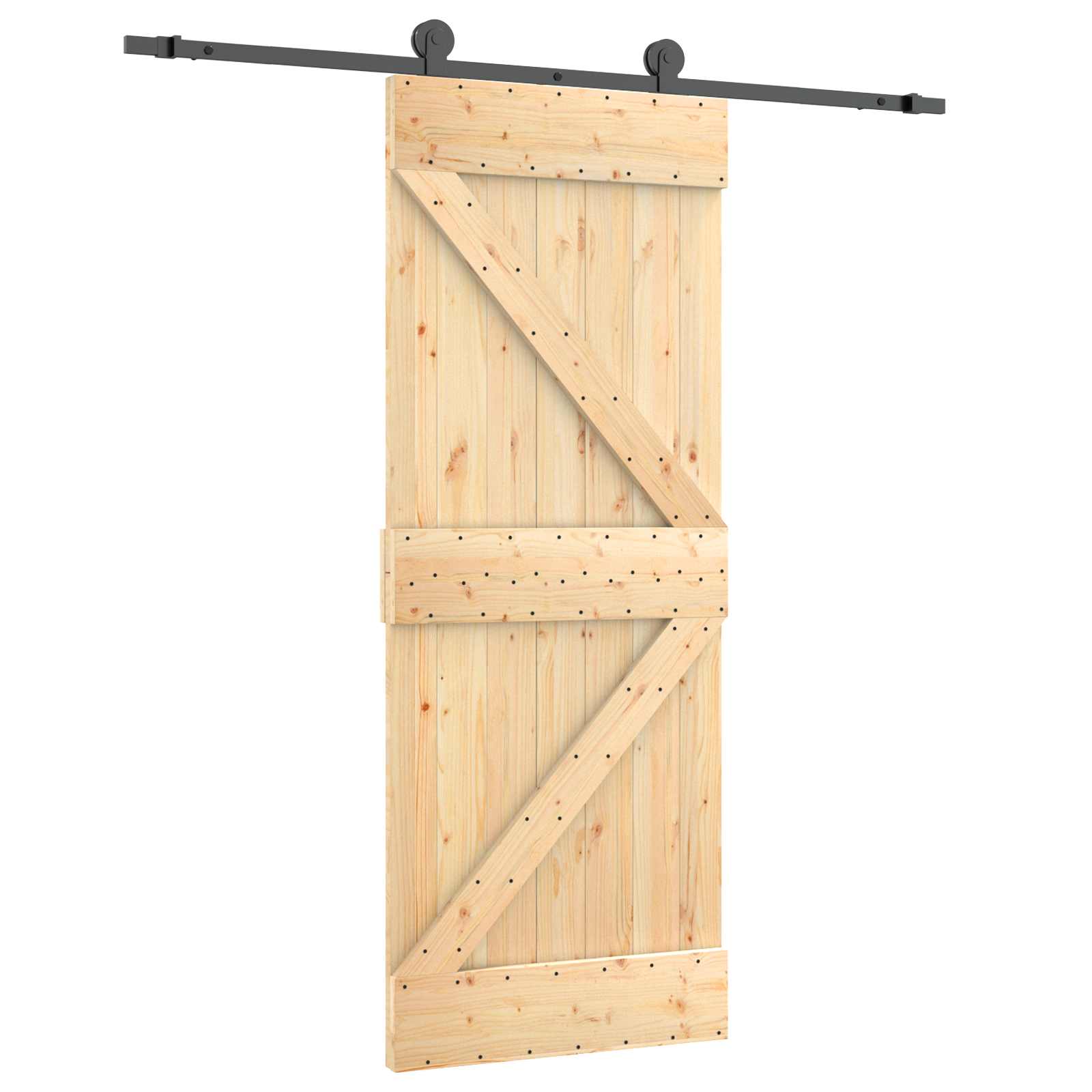 Συρόμενη Πόρτα Φυσικό και Μαύρο 70 x 210 cm - Pakobazaar