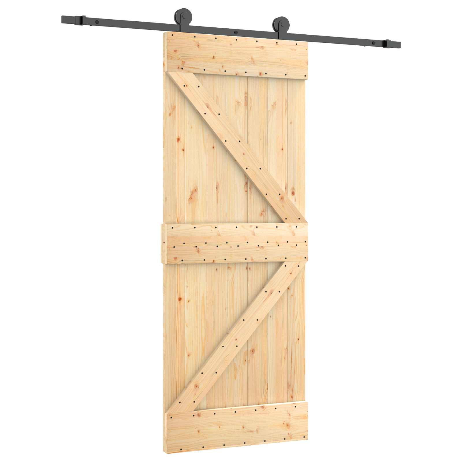 Συρόμενη Πόρτα Φυσικό και Μαύρο 85 x 210 cm - Pakobazaar
