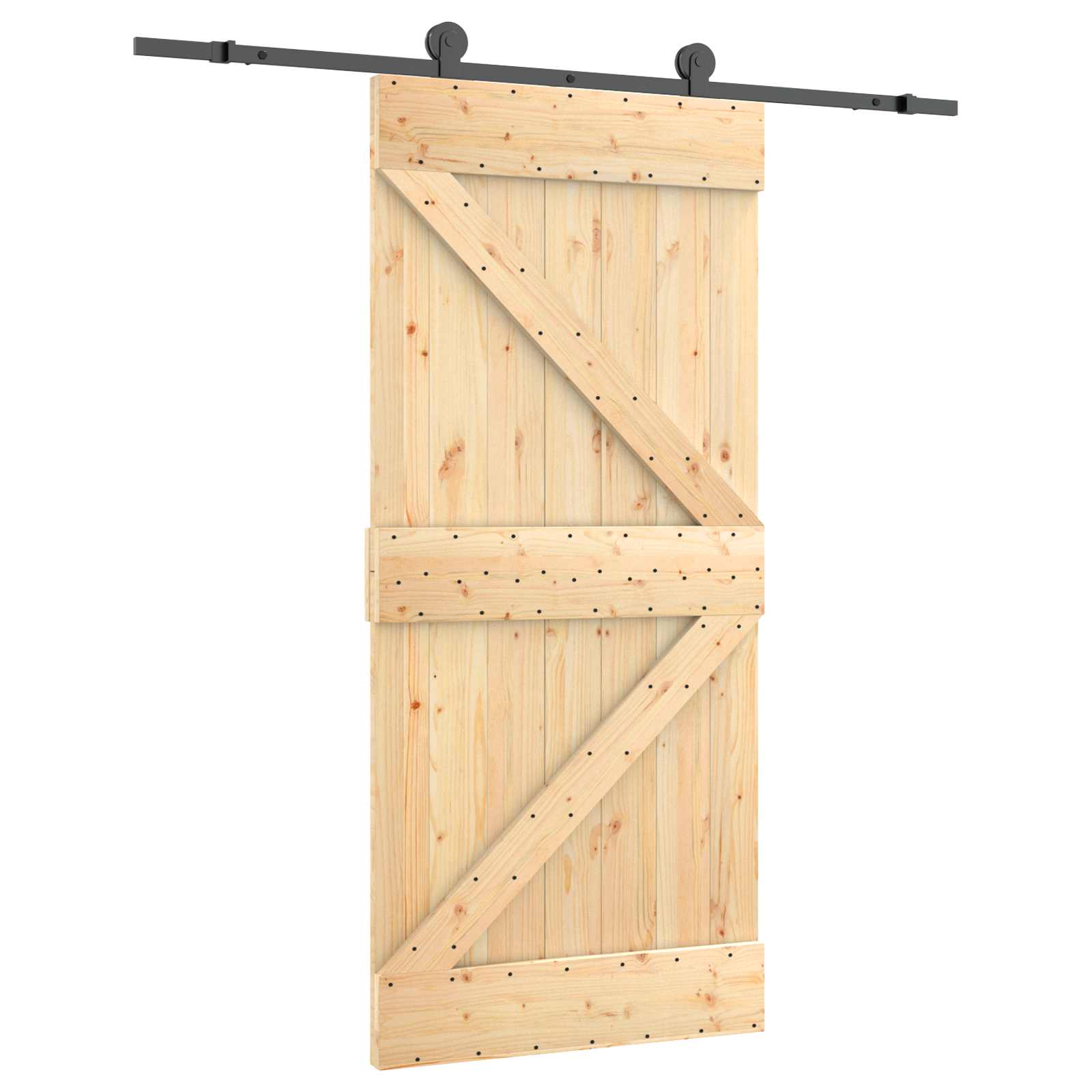 Συρόμενη Πόρτα Φυσικό και Μαύρο 95 x 210 cm - Pakobazaar