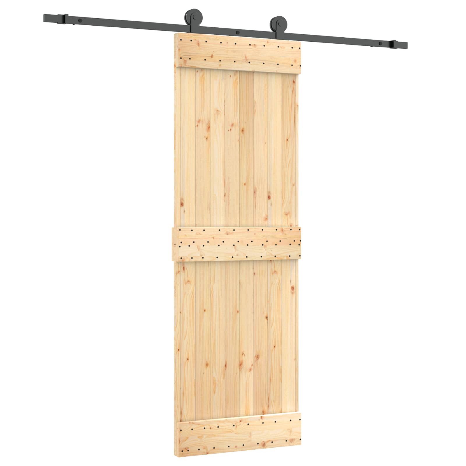 Συρόμενη Πόρτα Φυσικό και Μαύρο 70 x 210 cm - Pakobazaar