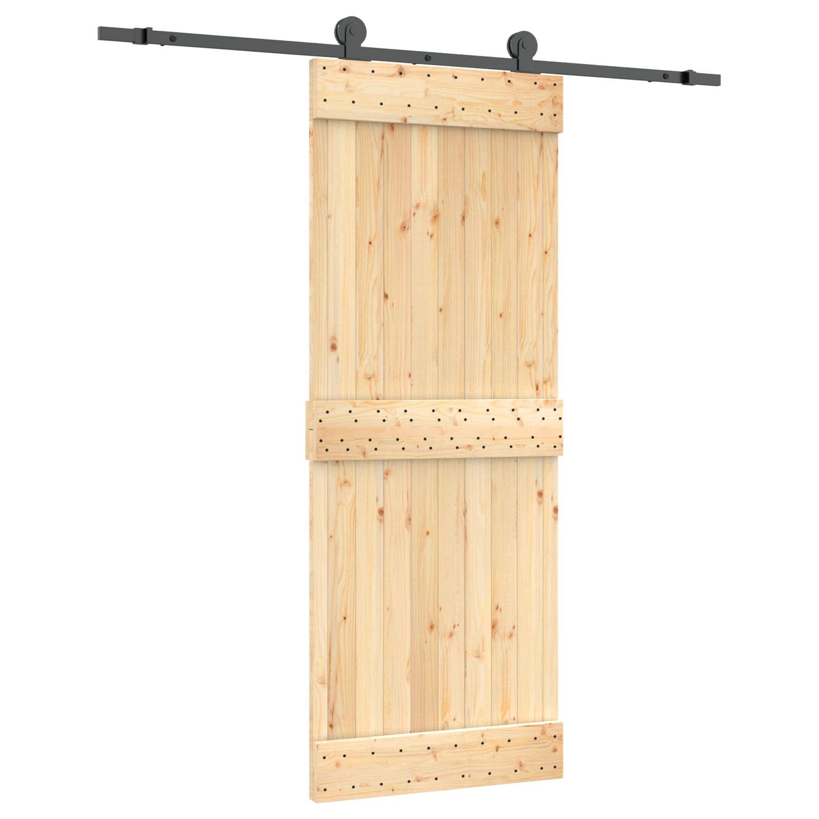 Συρόμενη Πόρτα Φυσικό και Μαύρο 80 x 210 cm - Pakobazaar