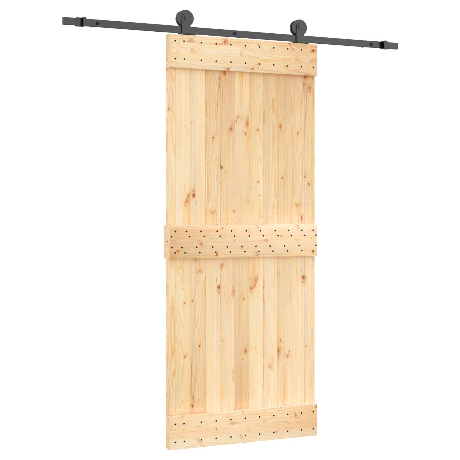 Συρόμενη Πόρτα Φυσικό και Μαύρο 85 x 210 cm - Pakobazaar