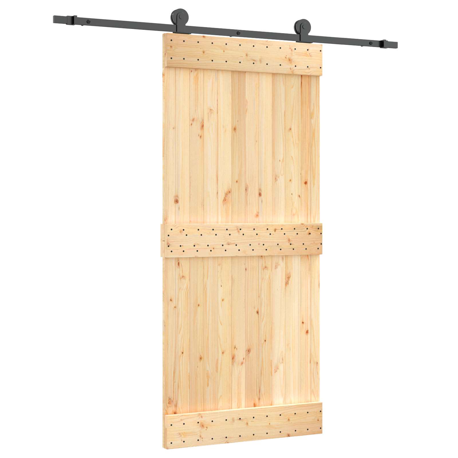 Συρόμενη Πόρτα Φυσικό και Μαύρο 90 x 210 cm - Pakobazaar