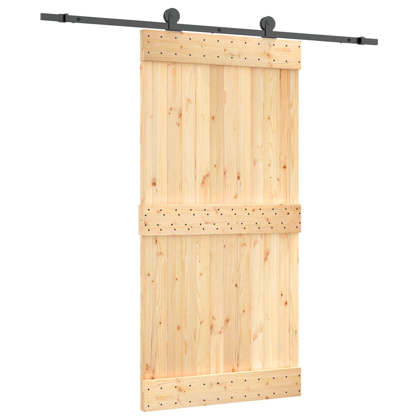 Συρόμενη Πόρτα Φυσικό και Μαύρο 100 x 210 cm - Pakobazaar