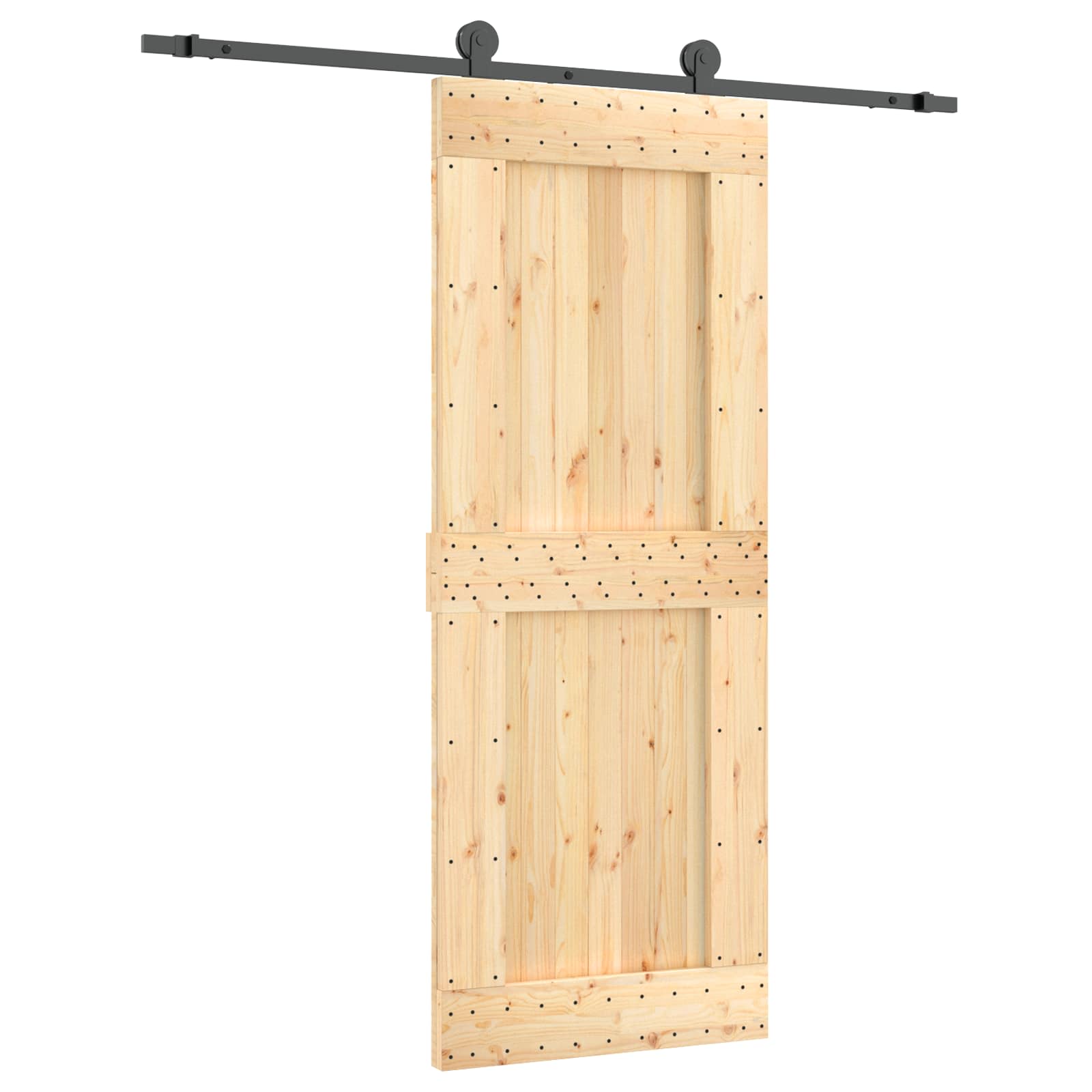 Συρόμενη Πόρτα Φυσικό και Μαύρο 80 x 210 cm - Pakobazaar