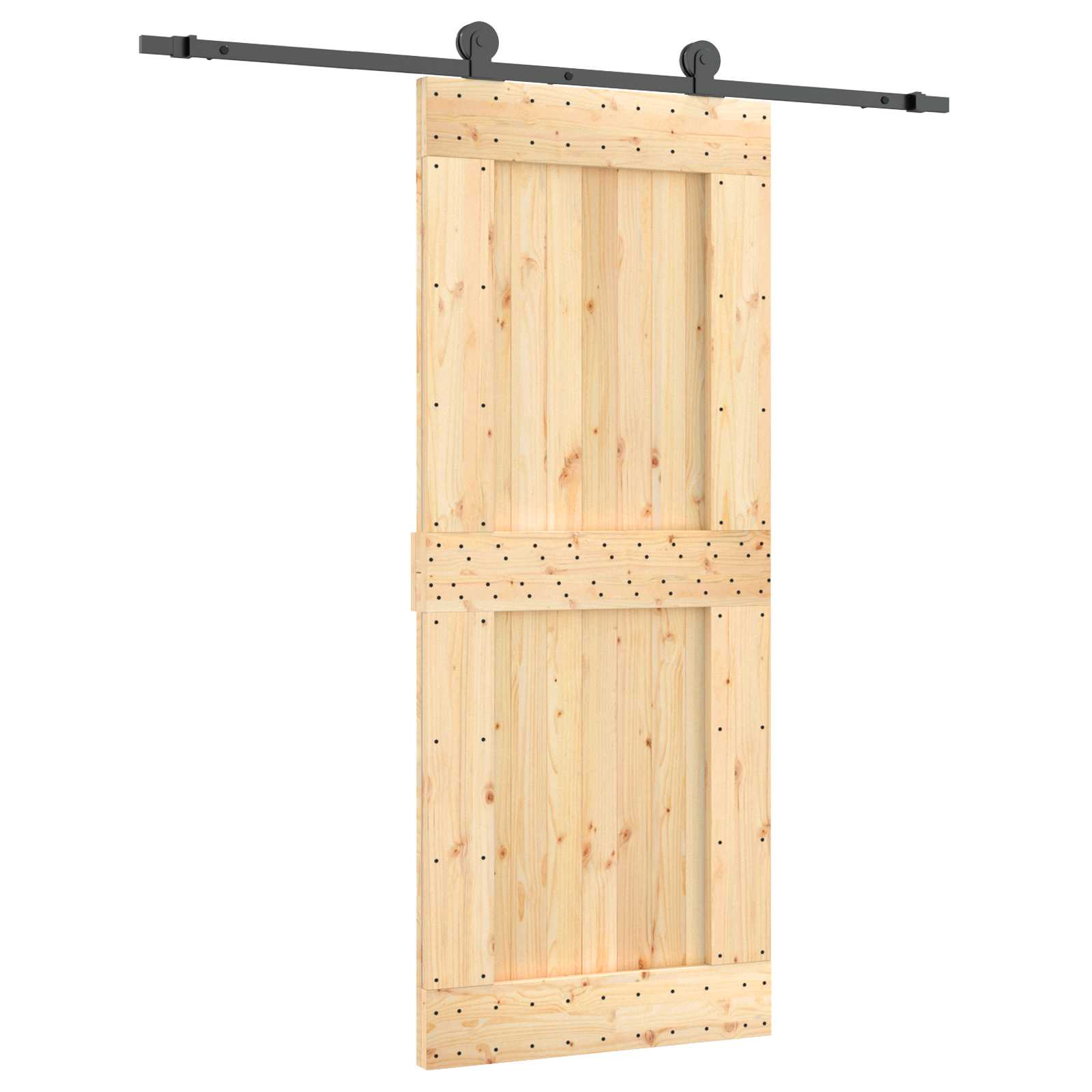 Συρόμενη Πόρτα Φυσικό και Μαύρο 85 x 210 cm - Pakobazaar
