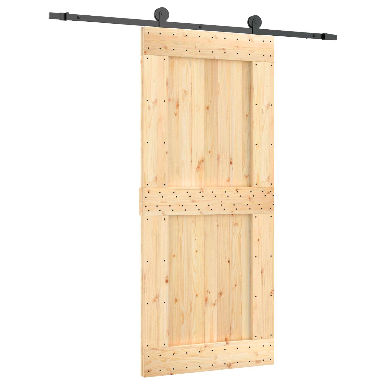 Συρόμενη Πόρτα Φυσικό και Μαύρο 90 x 210 cm - Pakobazaar