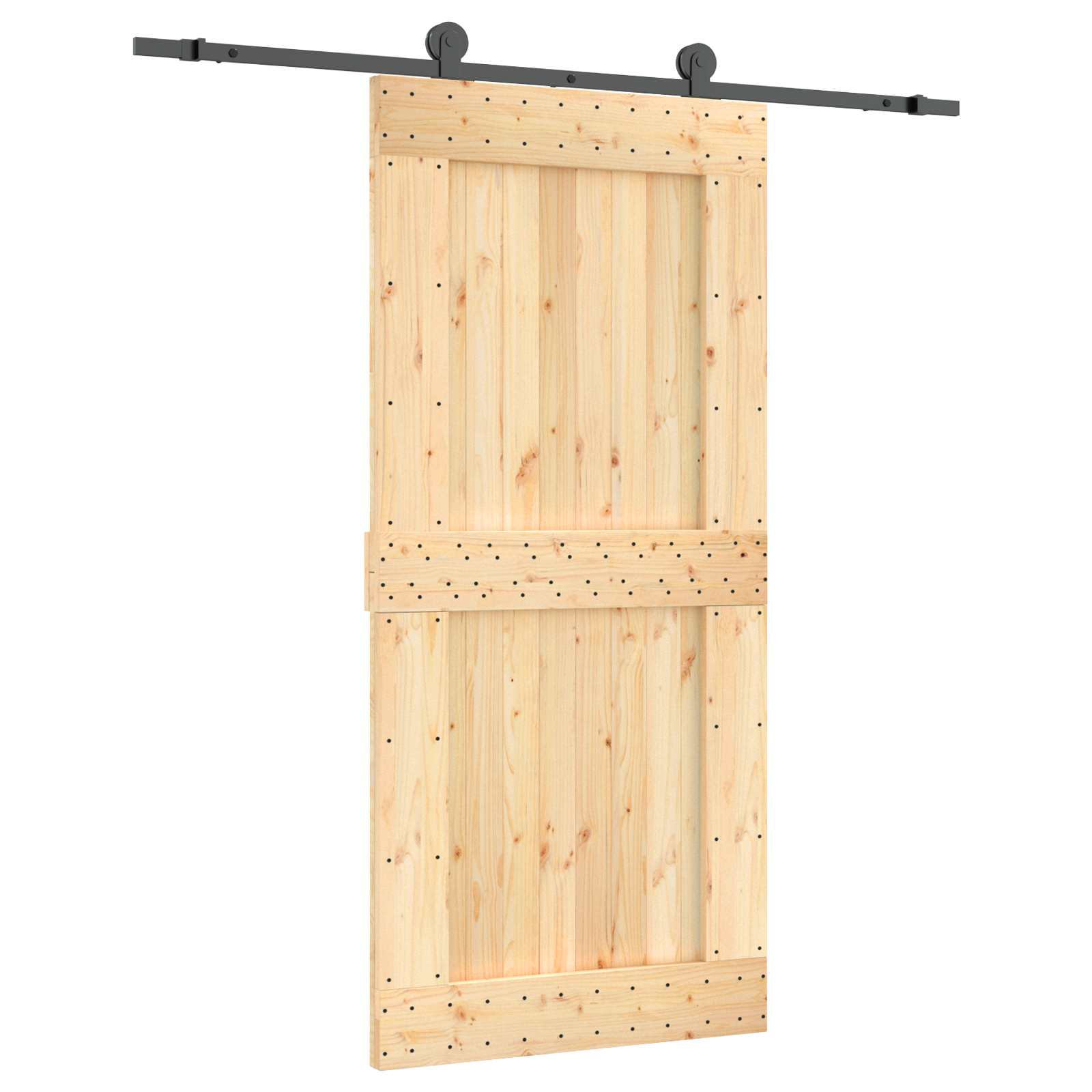 Συρόμενη Πόρτα Φυσικό και Μαύρο 95 x 210 cm - Pakobazaar