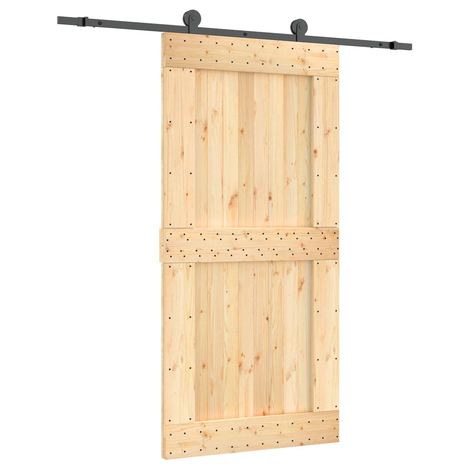 Συρόμενη Πόρτα Φυσικό και Μαύρο 100 x 210 cm - Pakobazaar