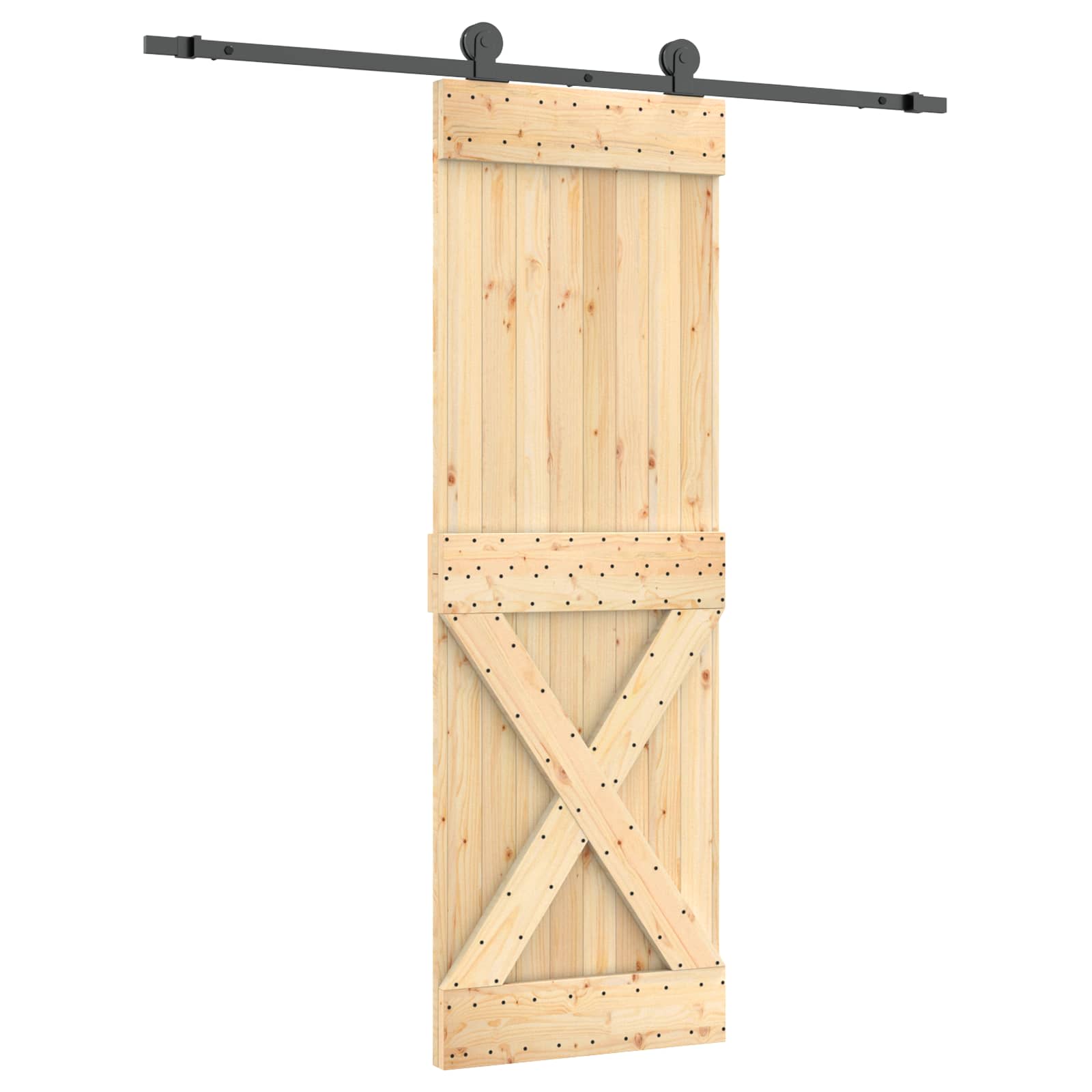 Συρόμενη Πόρτα Φυσικό και Μαύρο 70 x 210 cm - Pakobazaar