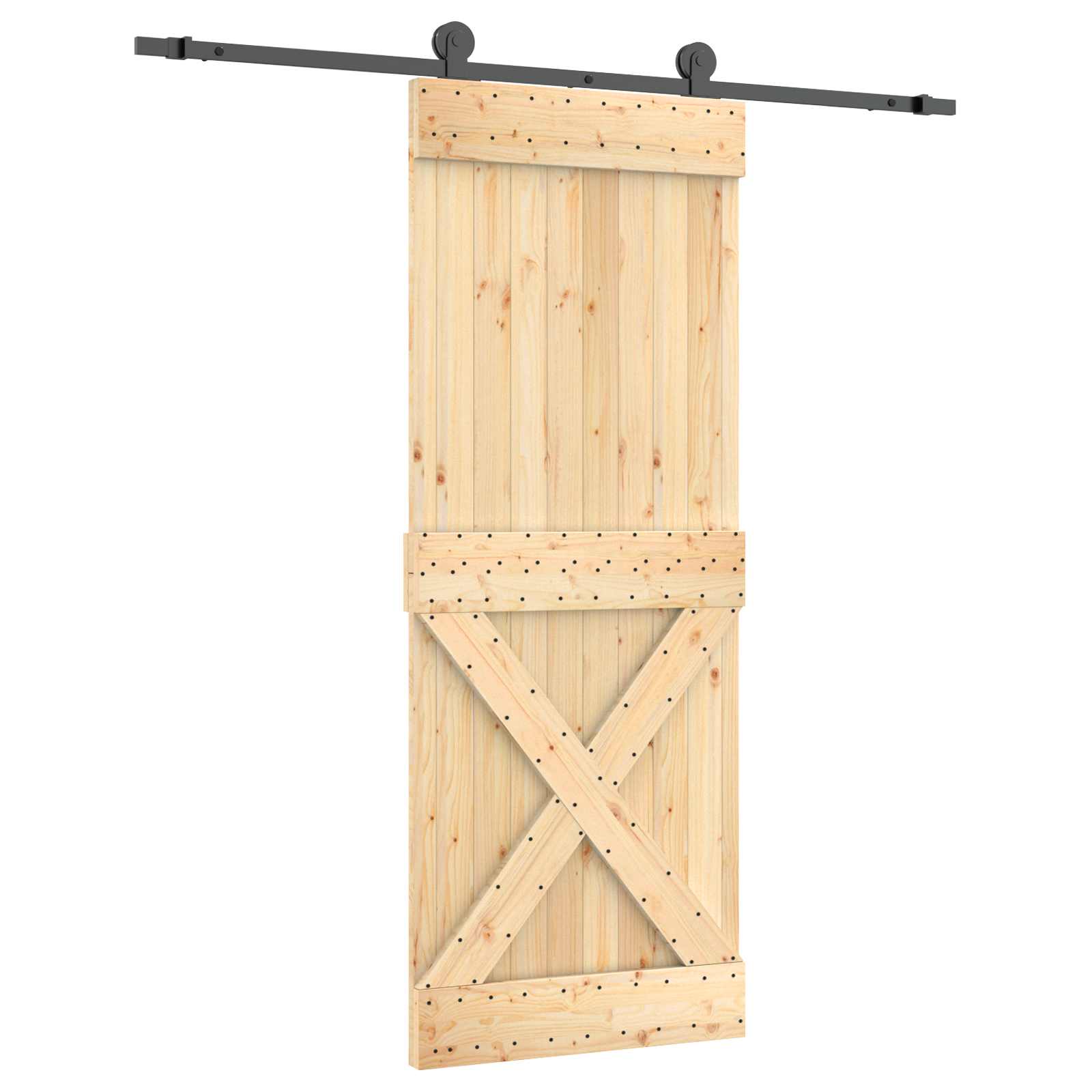 Συρόμενη Πόρτα Φυσικό και Μαύρο 80 x 210 cm - Pakobazaar