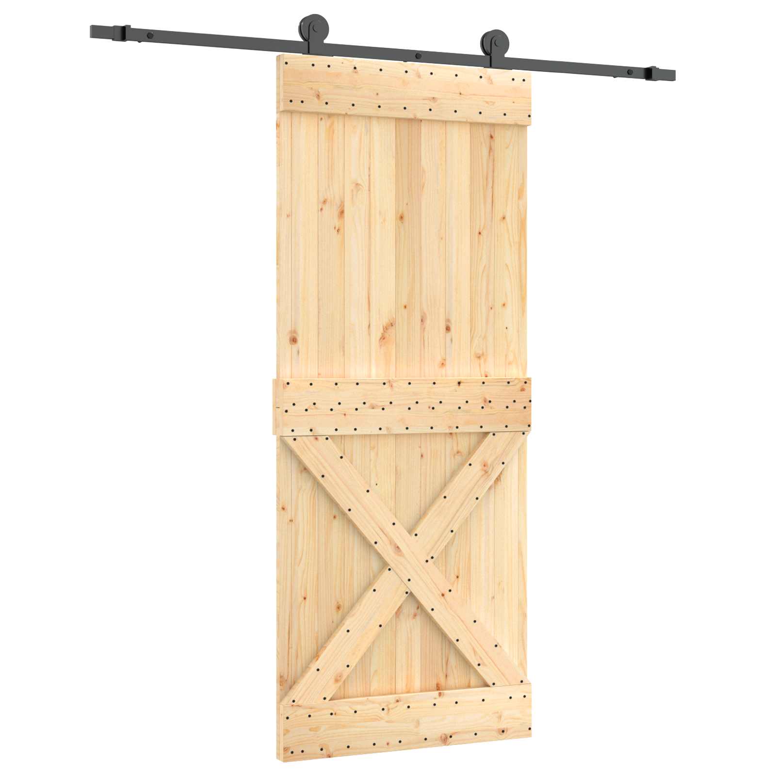 Συρόμενη Πόρτα Φυσικό και Μαύρο 85 x 210 cm - Pakobazaar