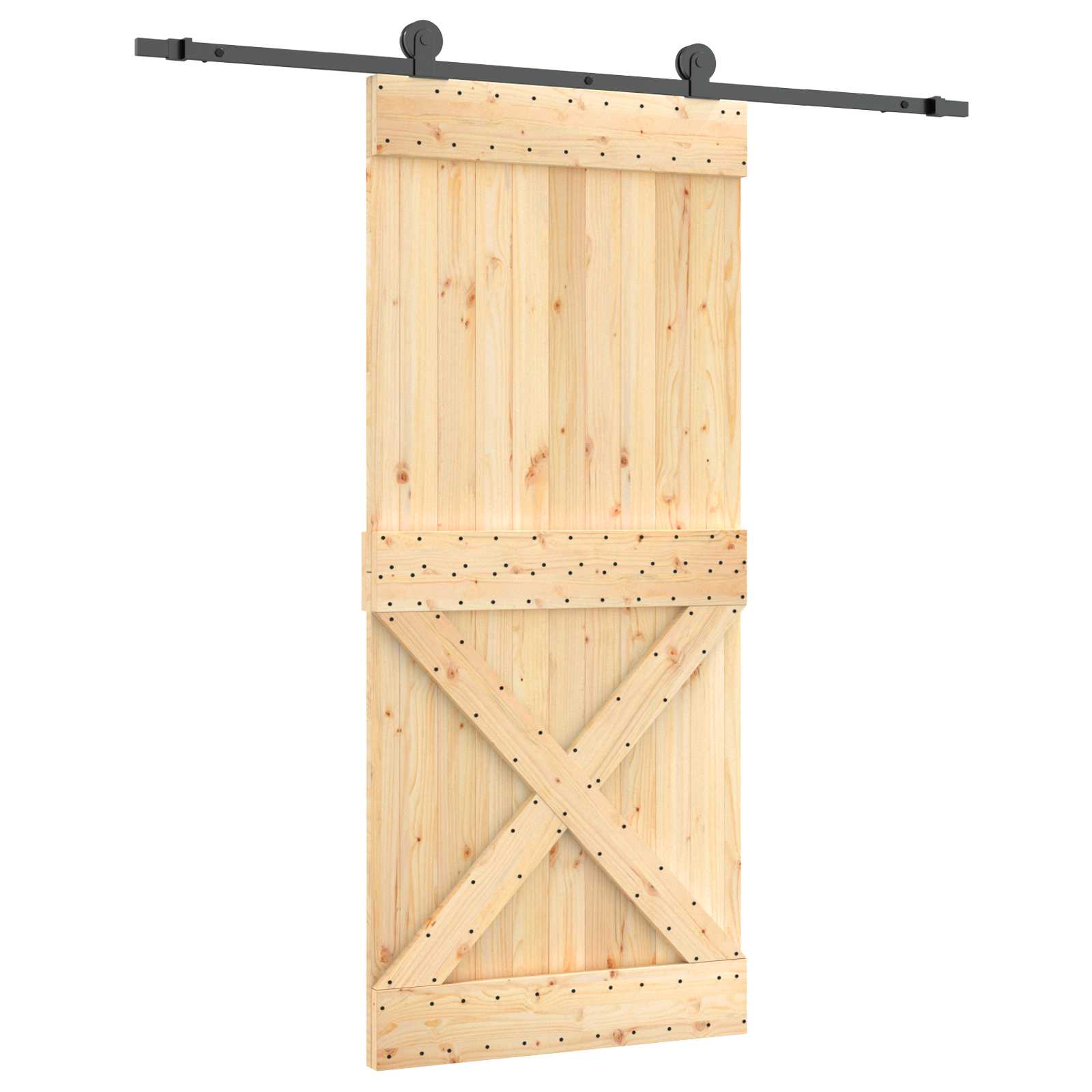 Συρόμενη Πόρτα Φυσικό και Μαύρο 90 x 210 cm - Pakobazaar