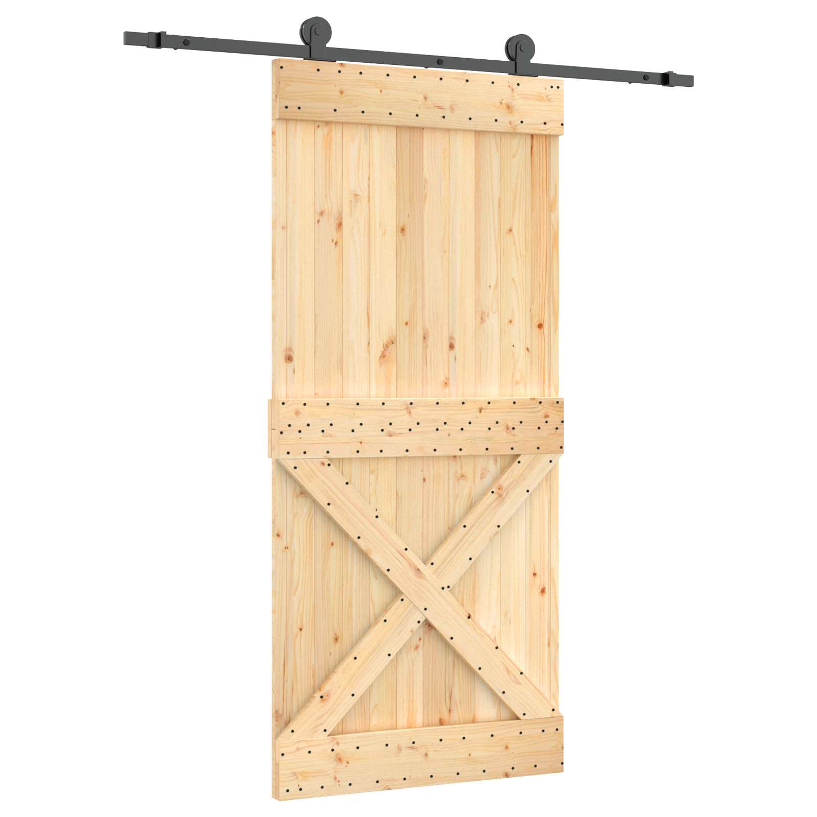 Συρόμενη Πόρτα Φυσικό και Μαύρο 95 x 210 cm - Pakobazaar