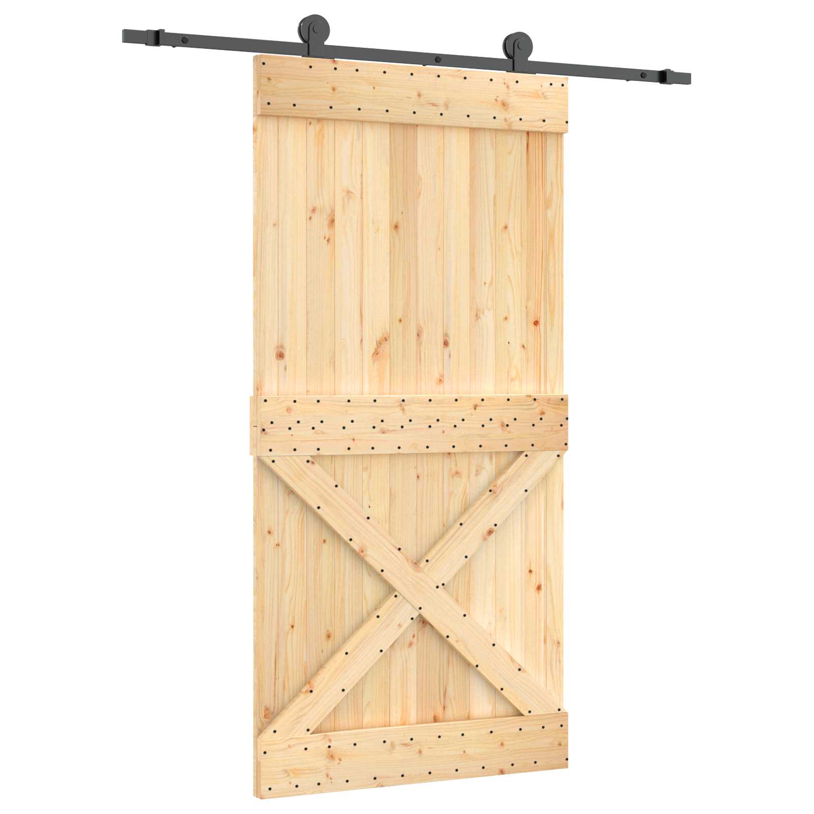 Συρόμενη Πόρτα Φυσικό και Μαύρο 100 x 210 cm - Pakobazaar