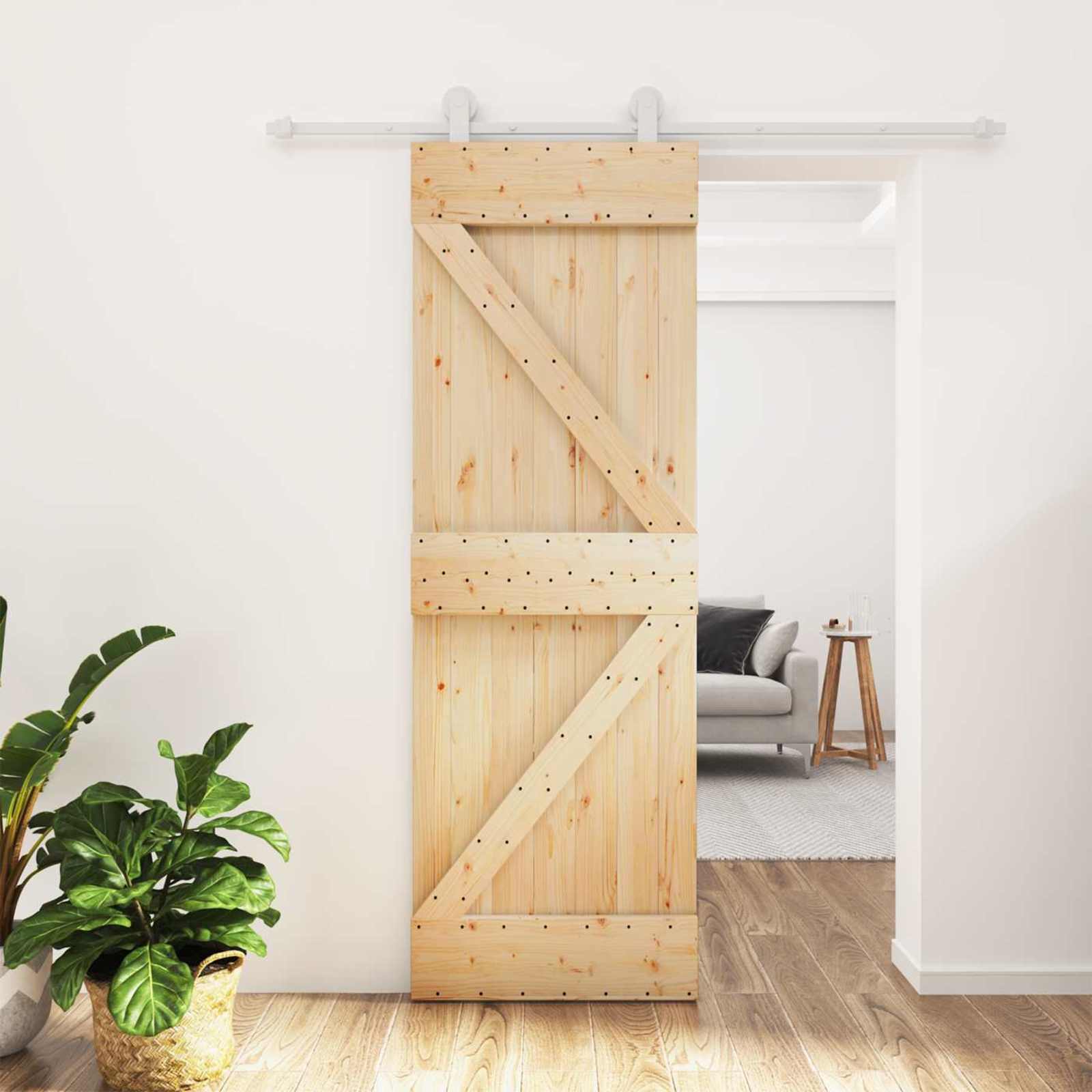 Συρόμενη Πόρτα Φυσικό και Λευκό 70 x 210 cm - Pakobazaar