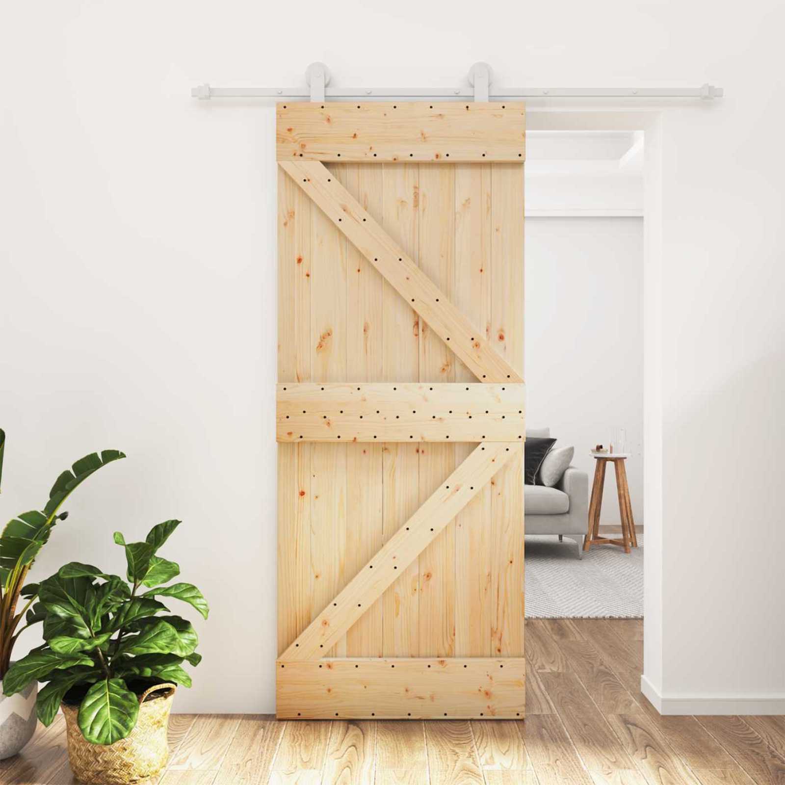 Συρόμενη Πόρτα Φυσικό και Λευκό 85 x 210 cm - Pakobazaar