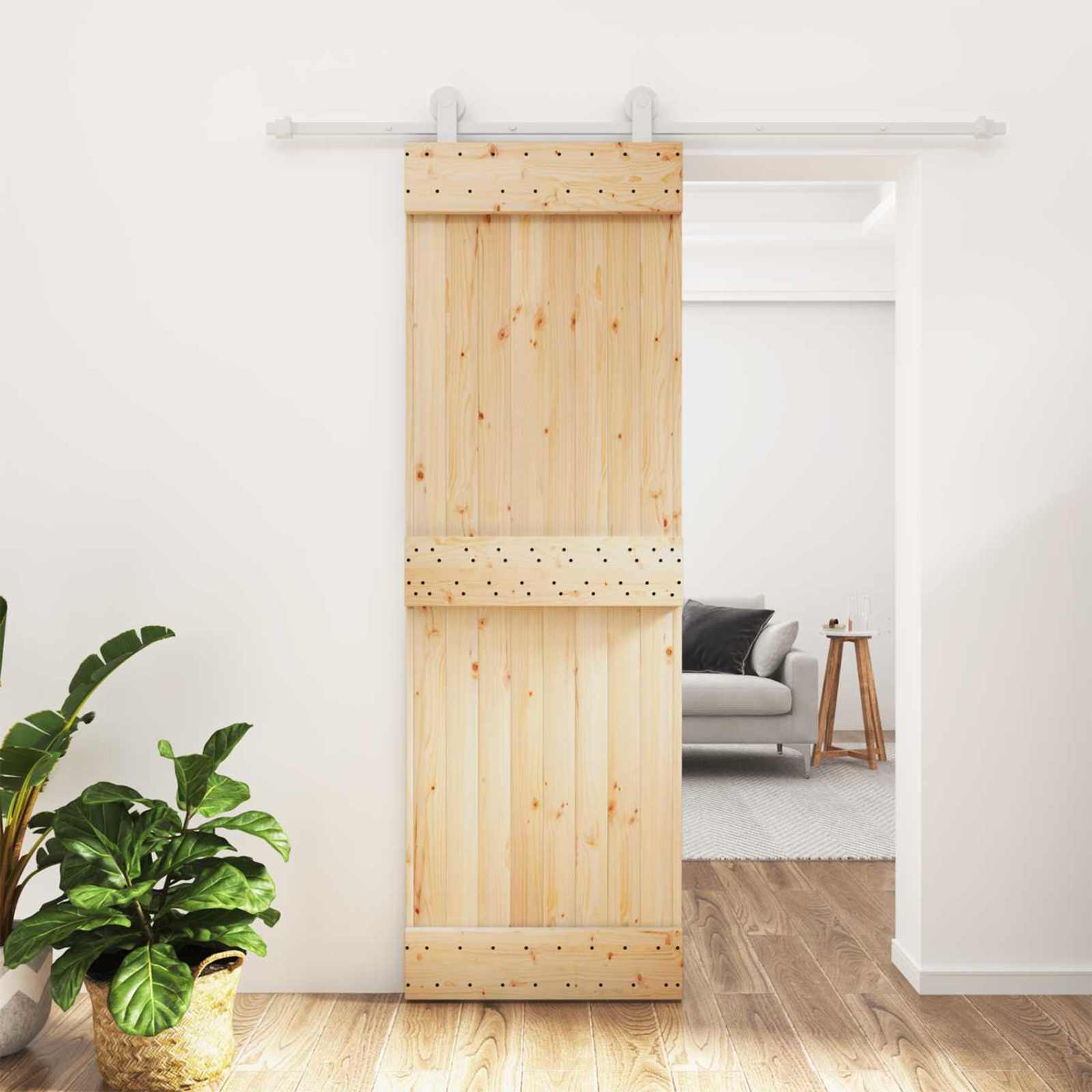 Συρόμενη Πόρτα Φυσικό και Λευκό 70 x 210 cm - Pakobazaar