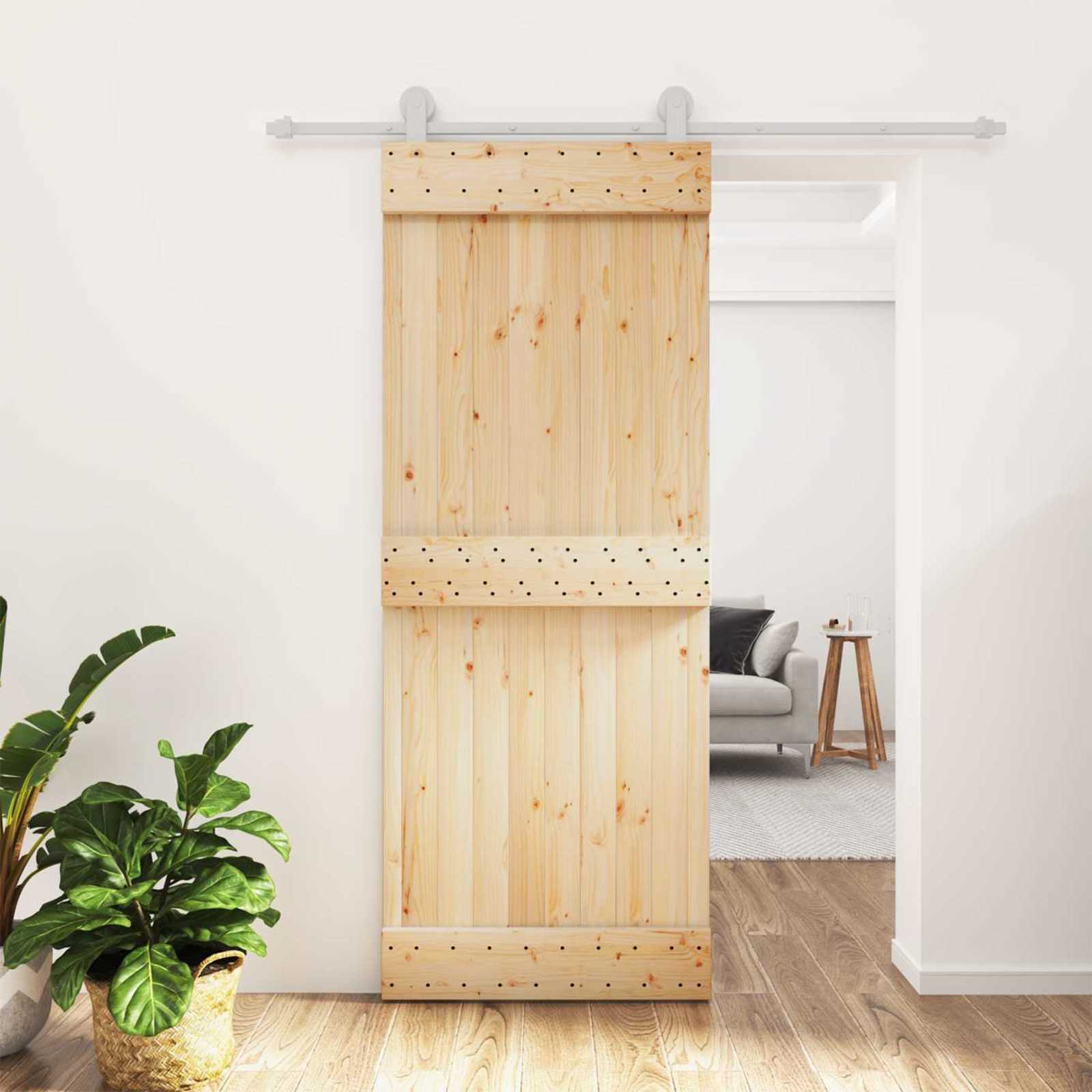 Συρόμενη Πόρτα Φυσικό και Λευκό 80 x 210 cm - Pakobazaar