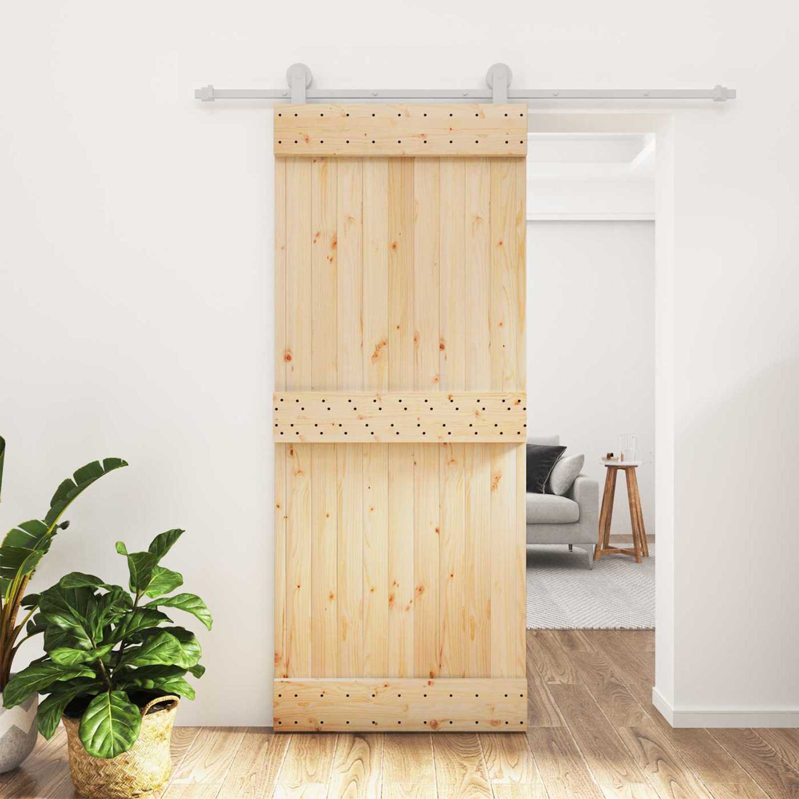 Συρόμενη Πόρτα Φυσικό και Λευκό 85 x 210 cm - Pakobazaar