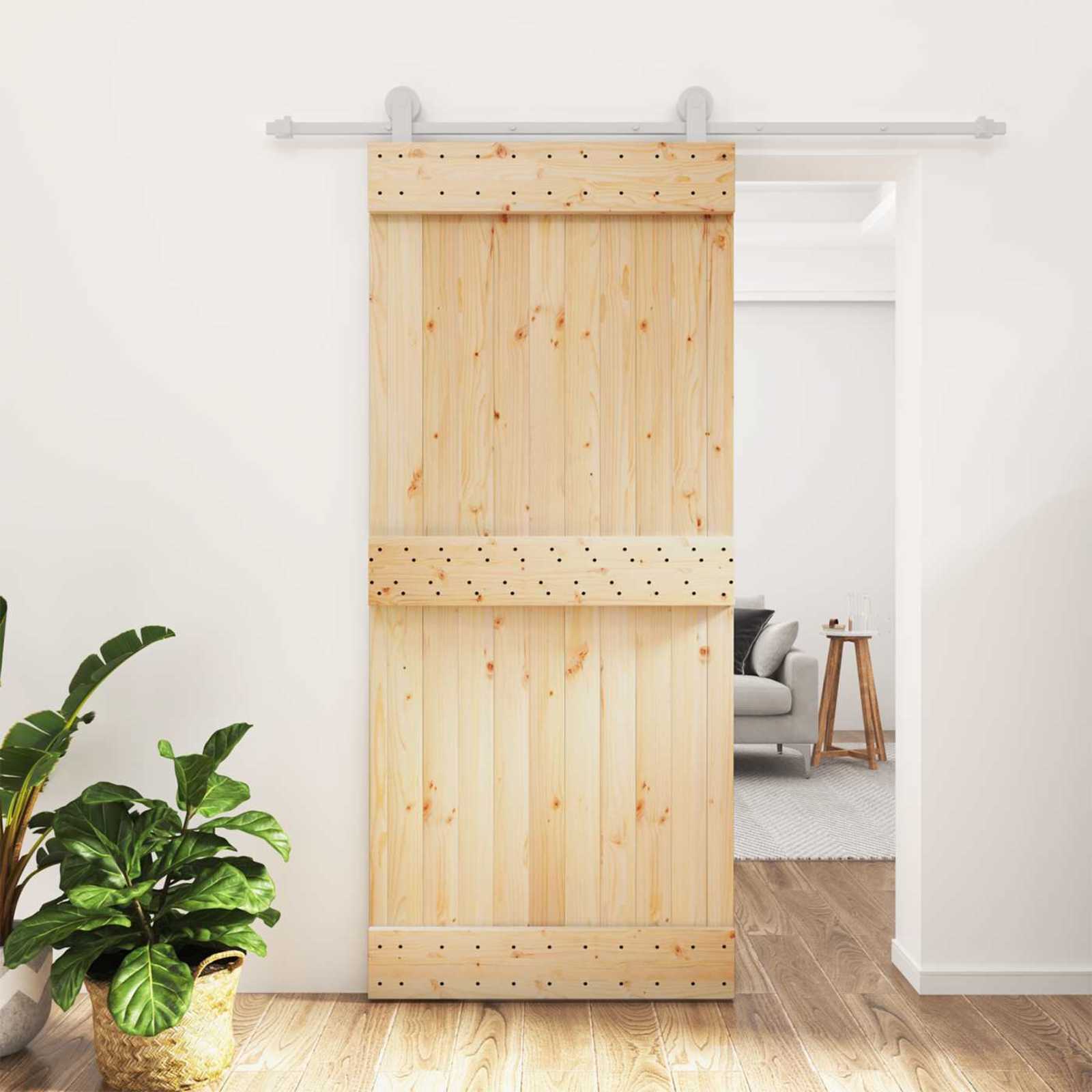 Συρόμενη Πόρτα Φυσικό και Λευκό 90 x 210 cm