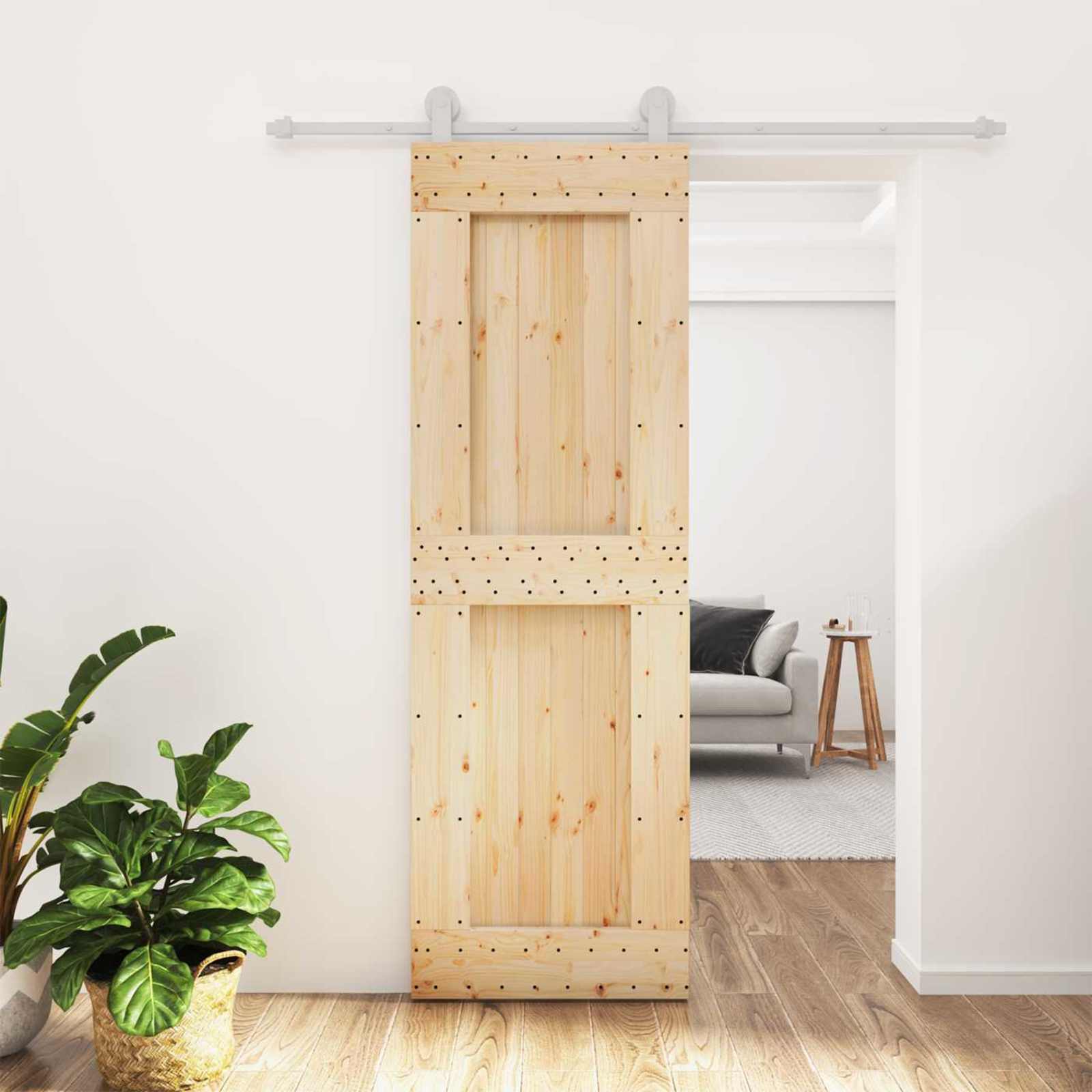 Συρόμενη Πόρτα Φυσικό και Λευκό 70 x 210 cm