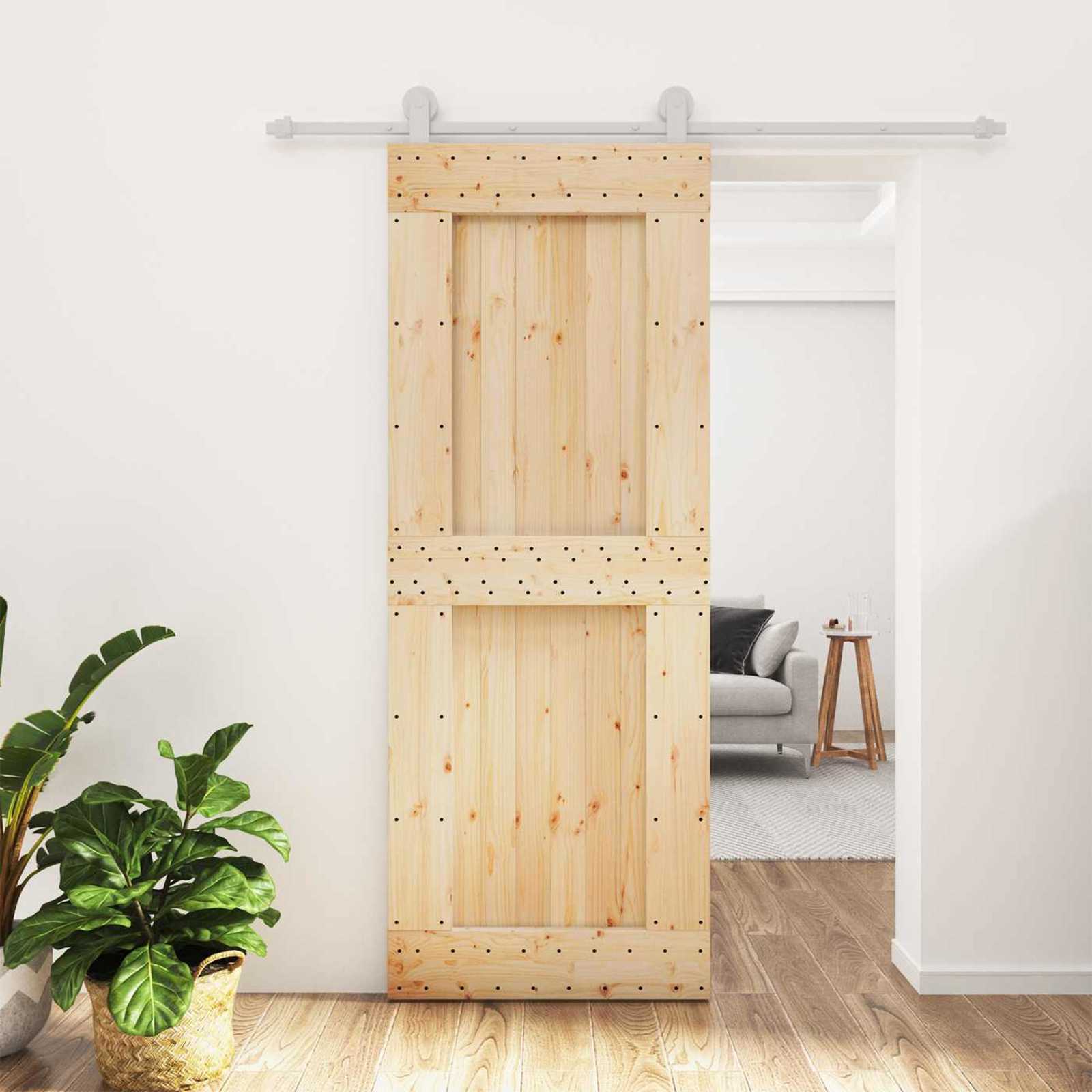 Συρόμενη Πόρτα Φυσικό και Λευκό 80 x 210 cm