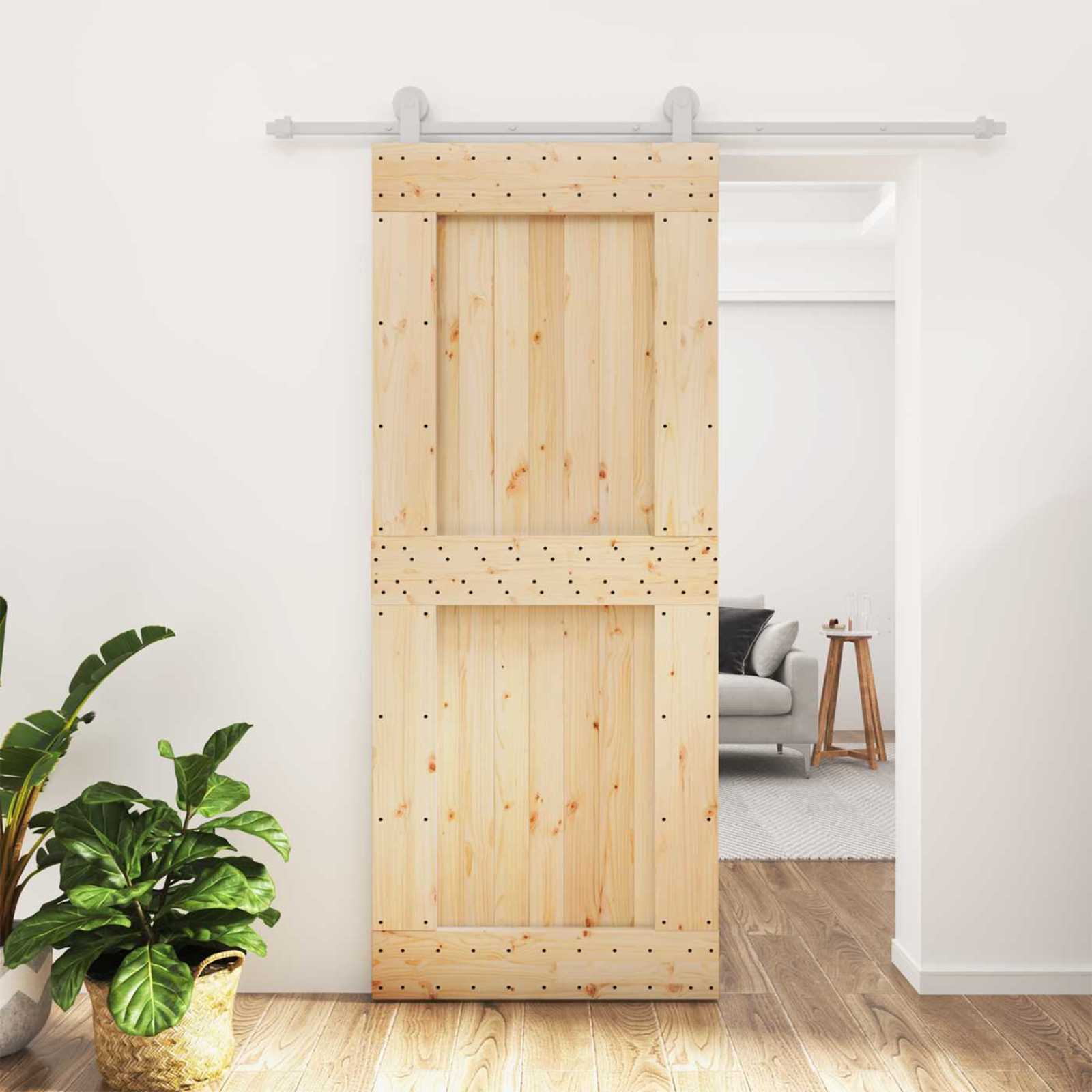 Συρόμενη Πόρτα Φυσικό και Λευκό 85 x 210 cm