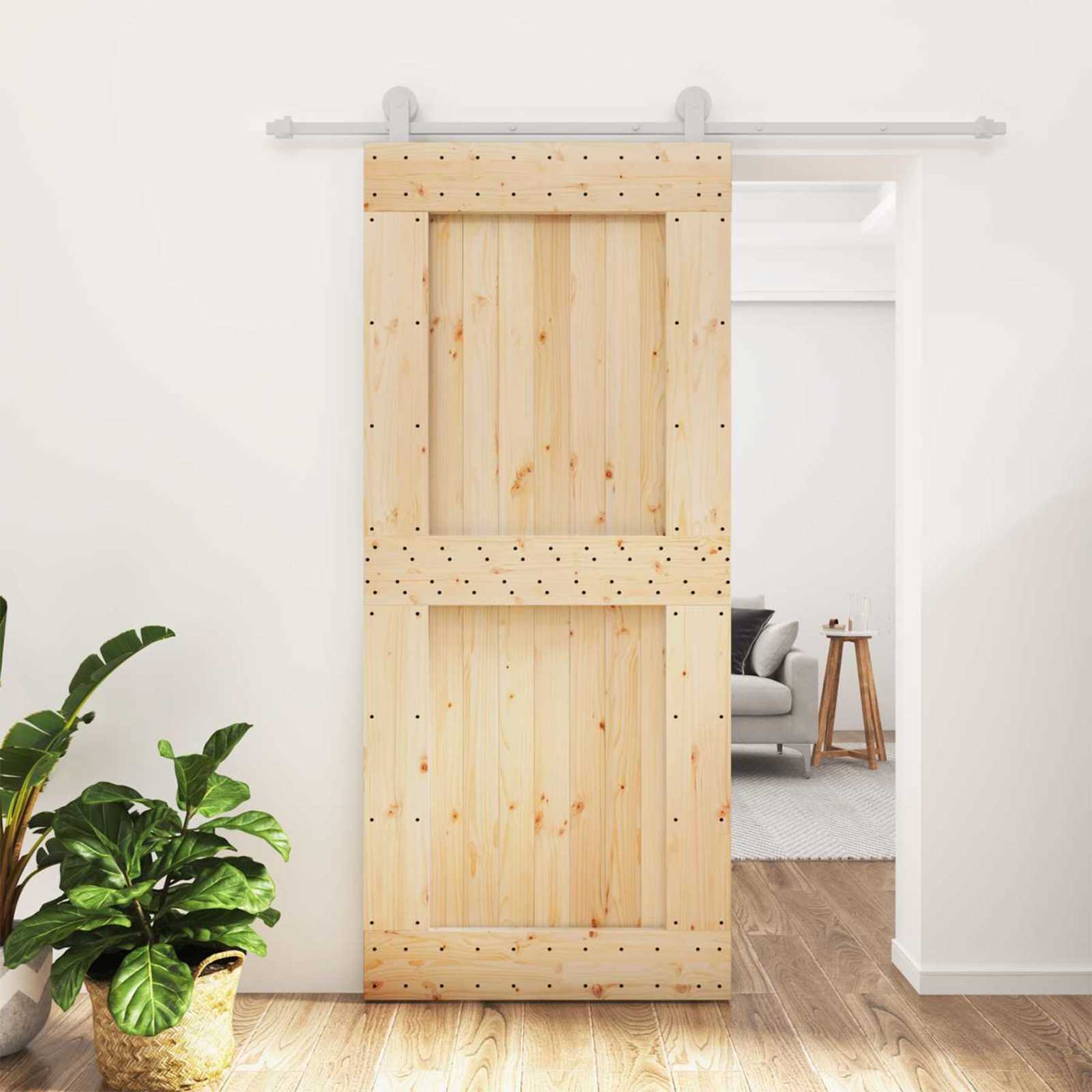 Συρόμενη Πόρτα Φυσικό και Λευκό 90 x 210 cm