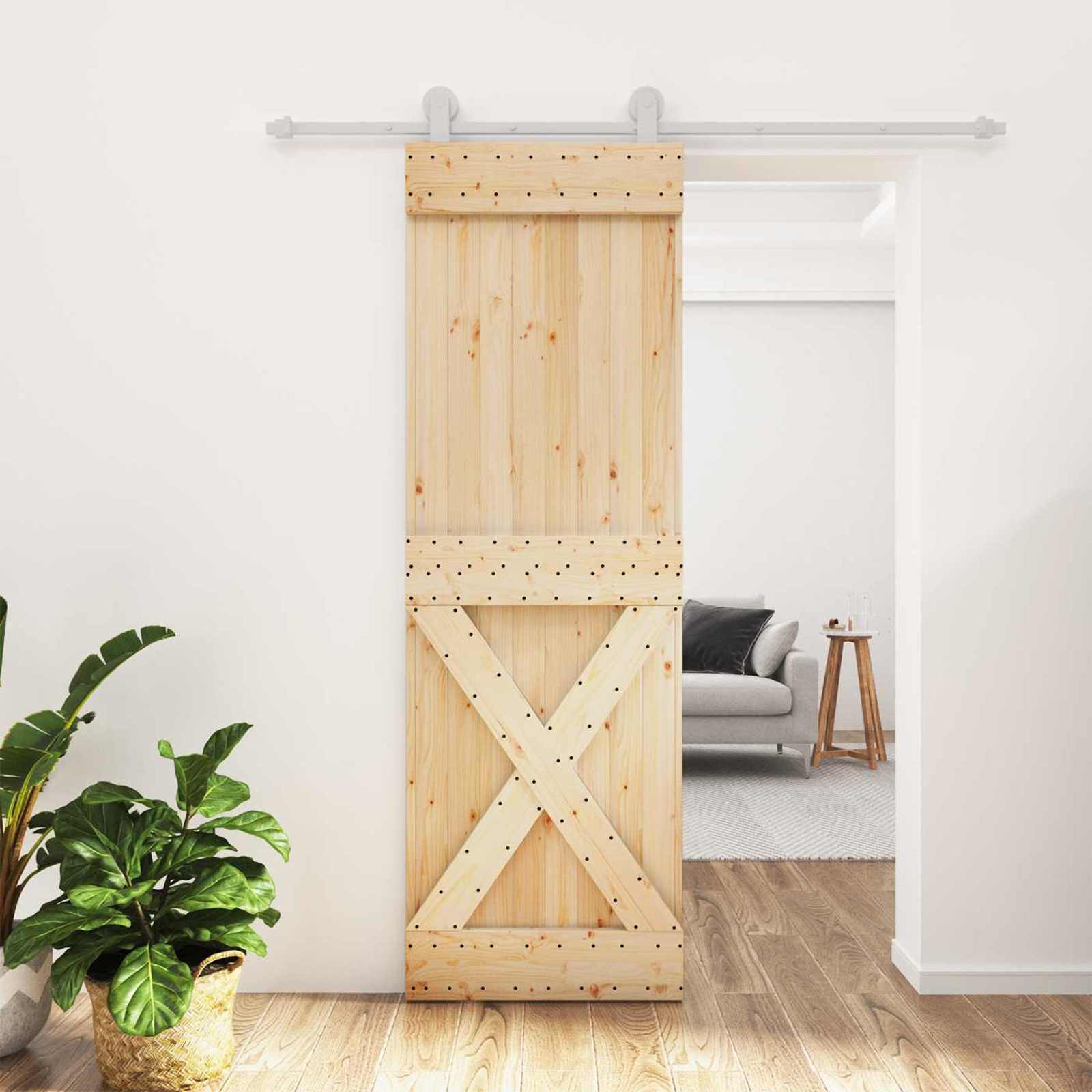 Συρόμενη Πόρτα Φυσικό και Λευκό 70 x 210 cm