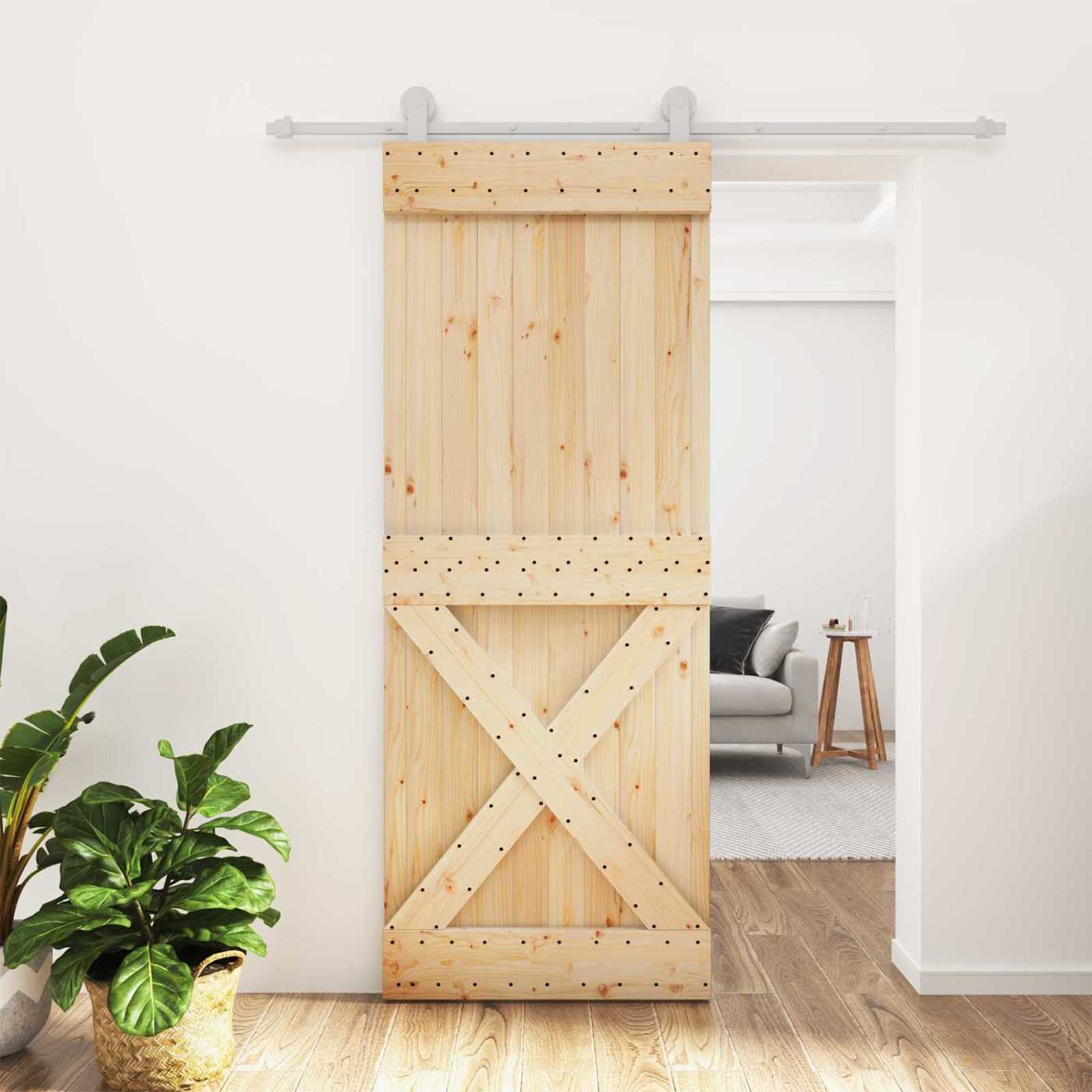 Συρόμενη Πόρτα Φυσικό και Λευκό 80 x 210 cm - Pakobazaar