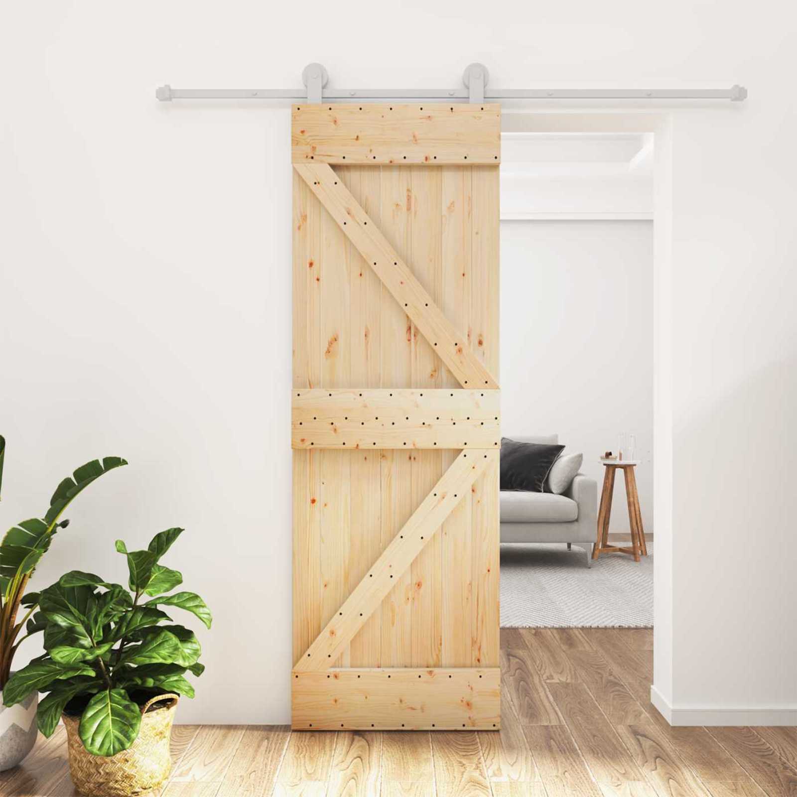 Συρόμενη Πόρτα Φυσικό και Λευκό 70 x 210 cm - Pakobazaar