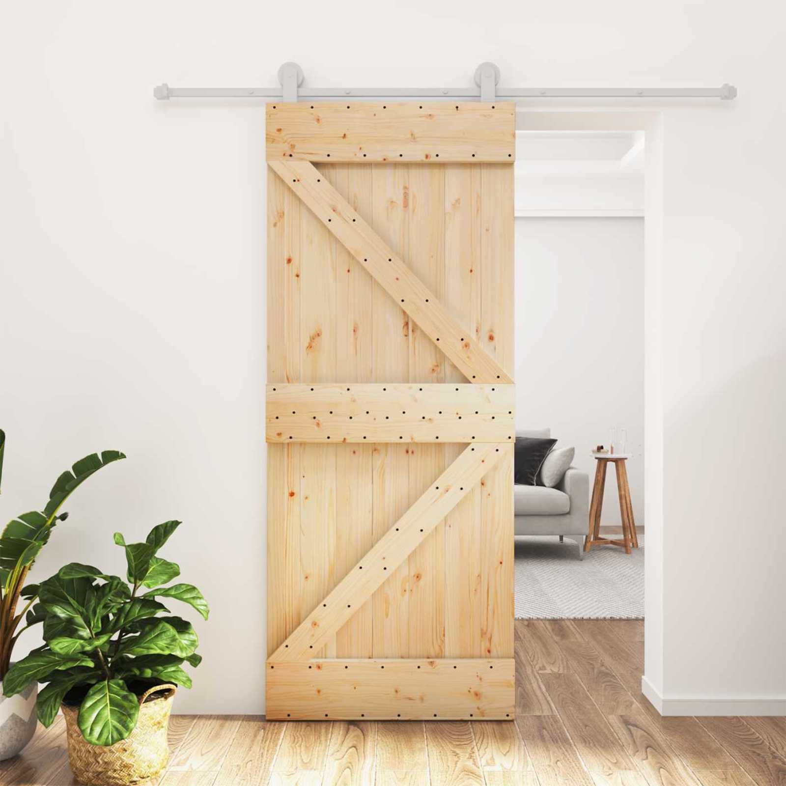 Συρόμενη Πόρτα Φυσικό και Λευκό 85 x 210 cm - Pakobazaar
