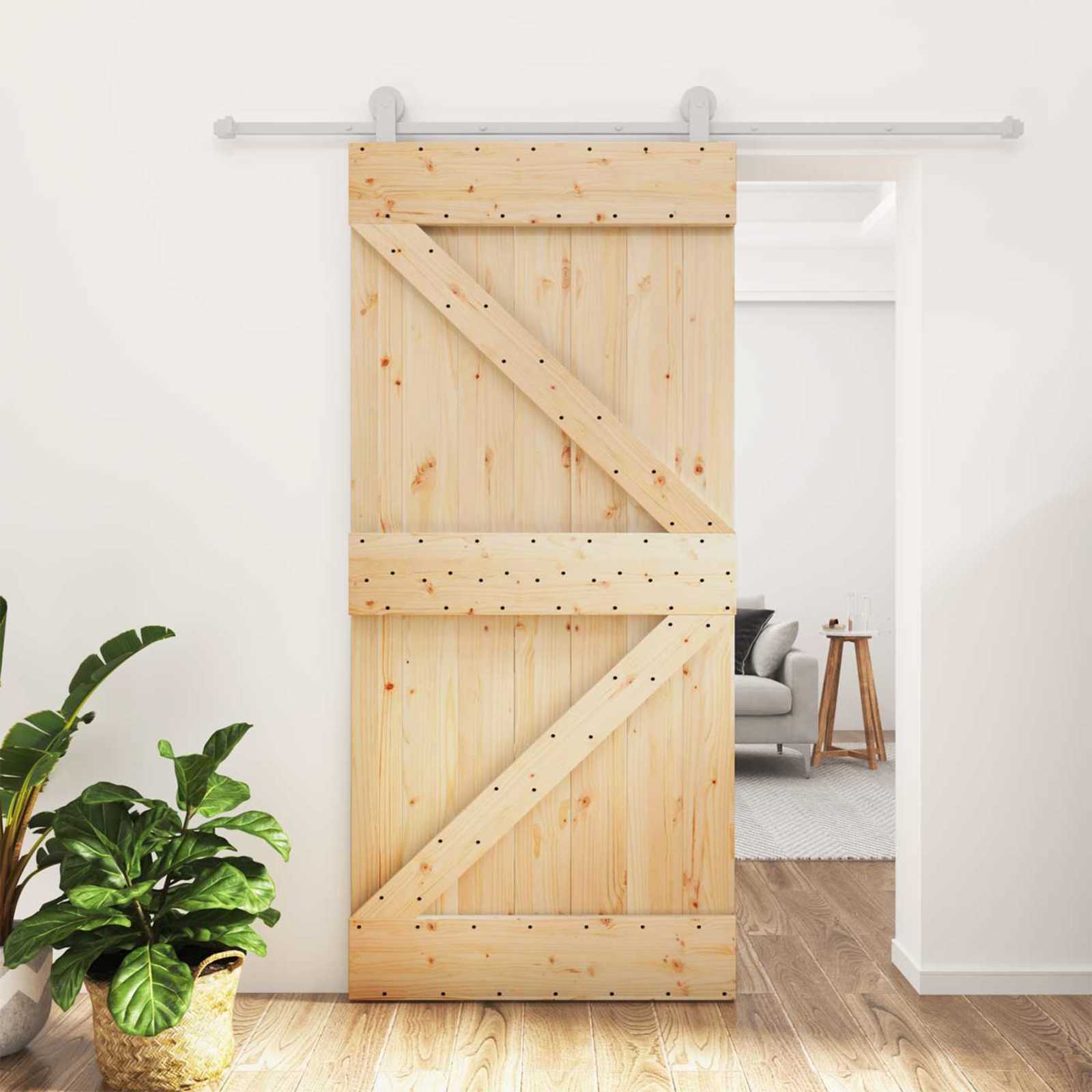 Συρόμενη Πόρτα Φυσικό και Λευκό 95 x 210 cm - Pakobazaar