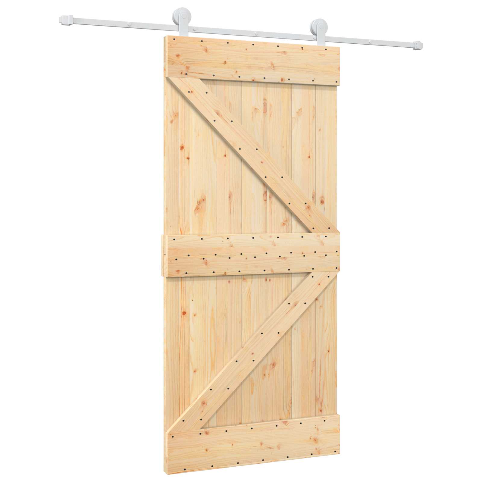 Συρόμενη Πόρτα Φυσικό και Λευκό 95 x 210 cm - Pakobazaar