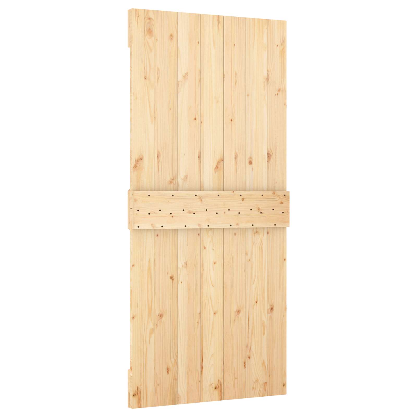 Συρόμενη Πόρτα Φυσικό και Λευκό 90 x 210 cm Μασίφ Ξύλο Πεύκου - Pakobazaar