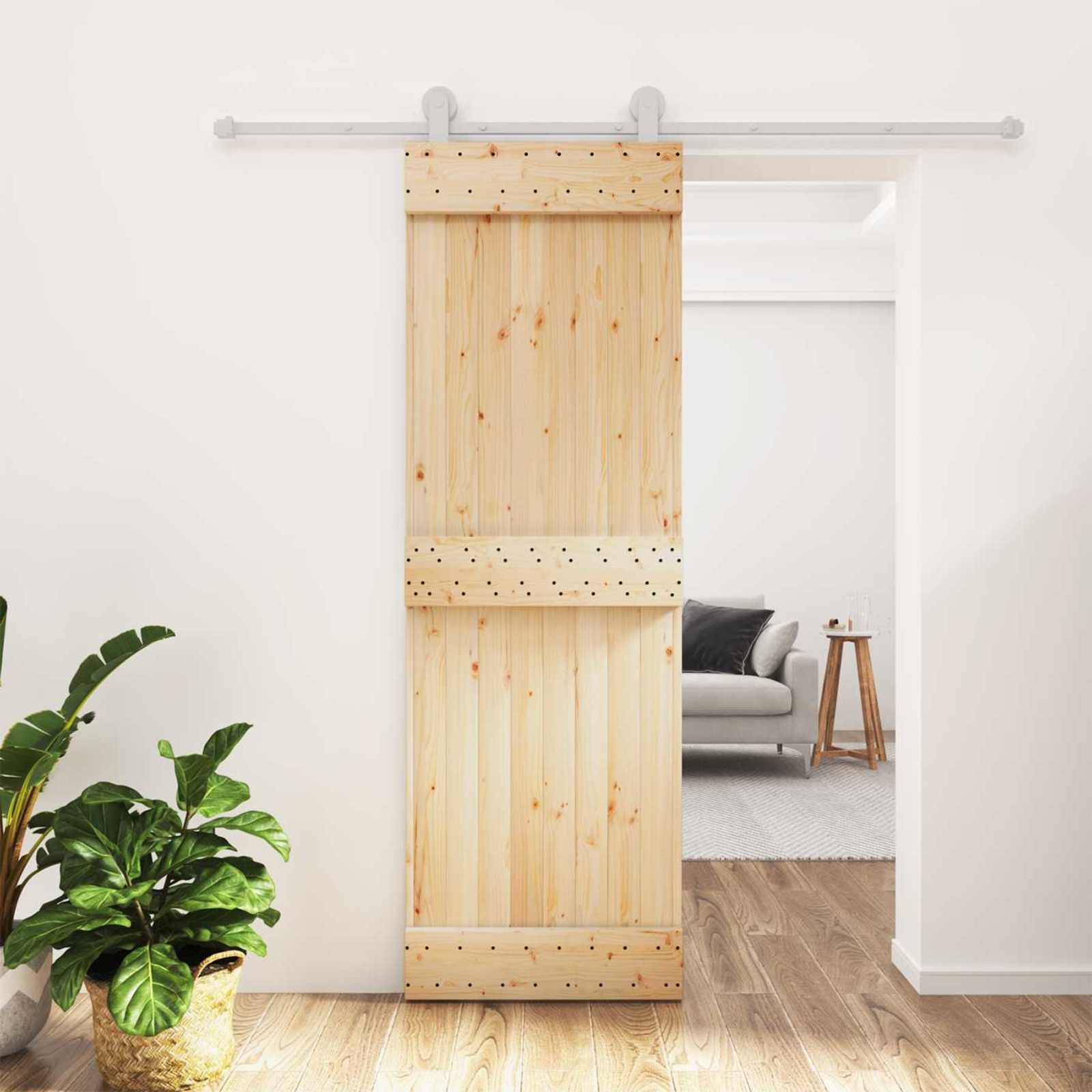 Συρόμενη Πόρτα Φυσικό και Λευκό 70 x 210 cm - Pakobazaar