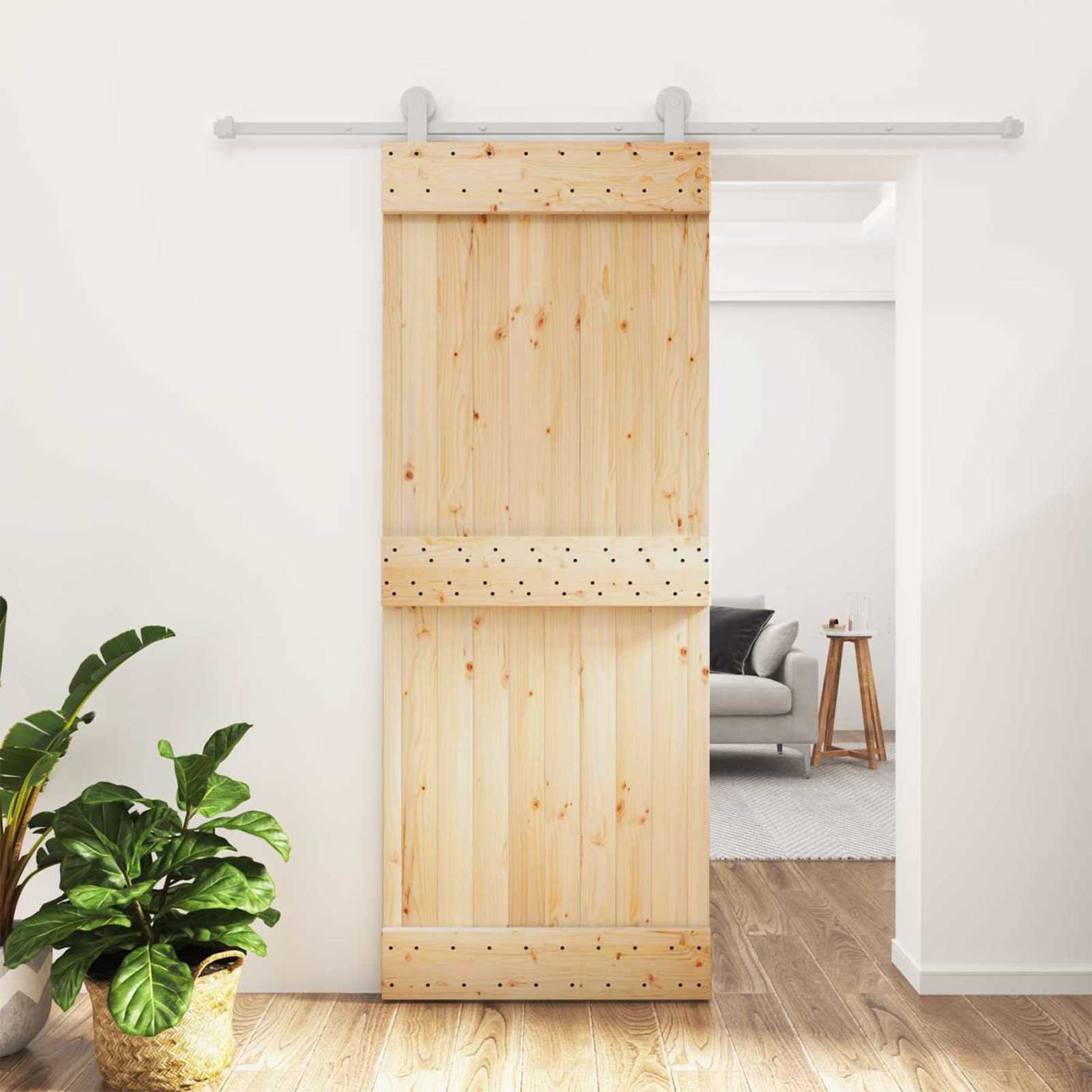 Συρόμενη Πόρτα Φυσικό και Λευκό 80 x 210 cm - Pakobazaar