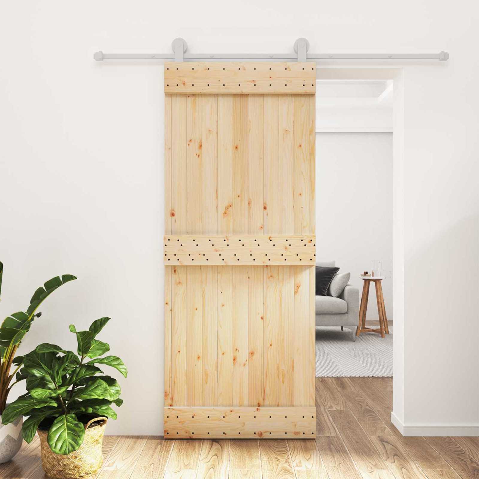 Συρόμενη Πόρτα Φυσικό και Λευκό 85 x 210 cm - Pakobazaar