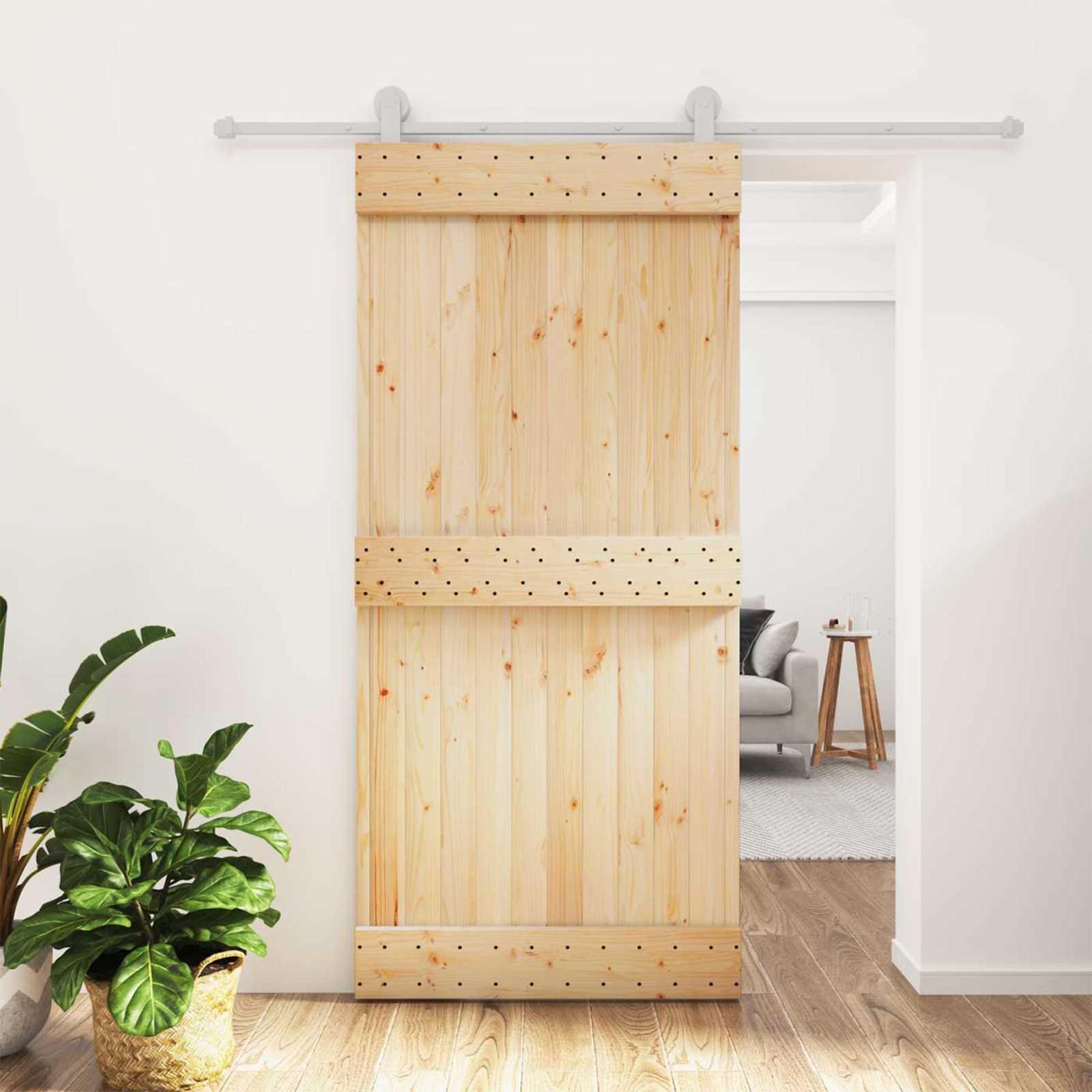 Συρόμενη Πόρτα Φυσικό και Λευκό 95 x 210 cm - Pakobazaar