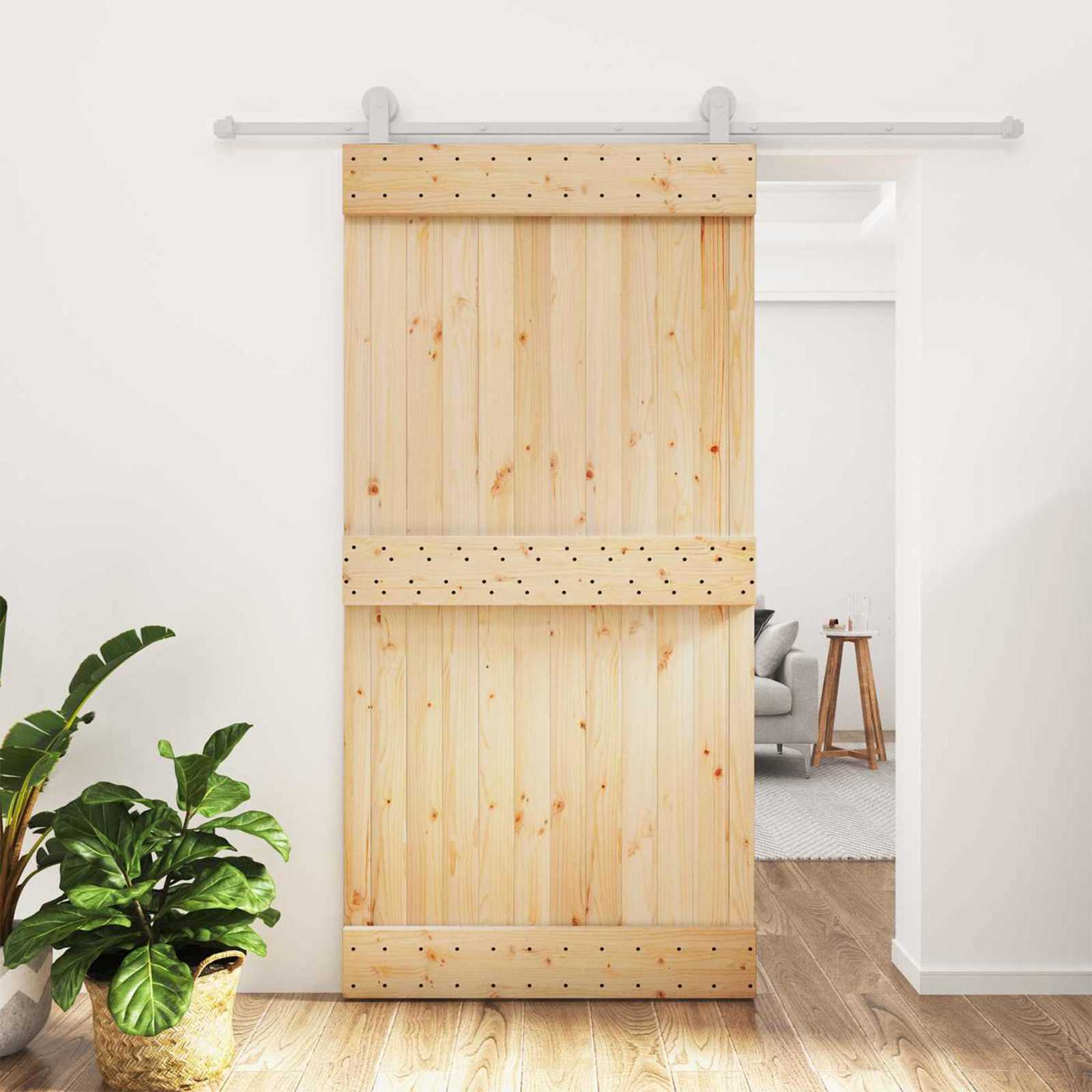 Συρόμενη Πόρτα Φυσικό και Λευκό 100 x 210 cm - Pakobazaar
