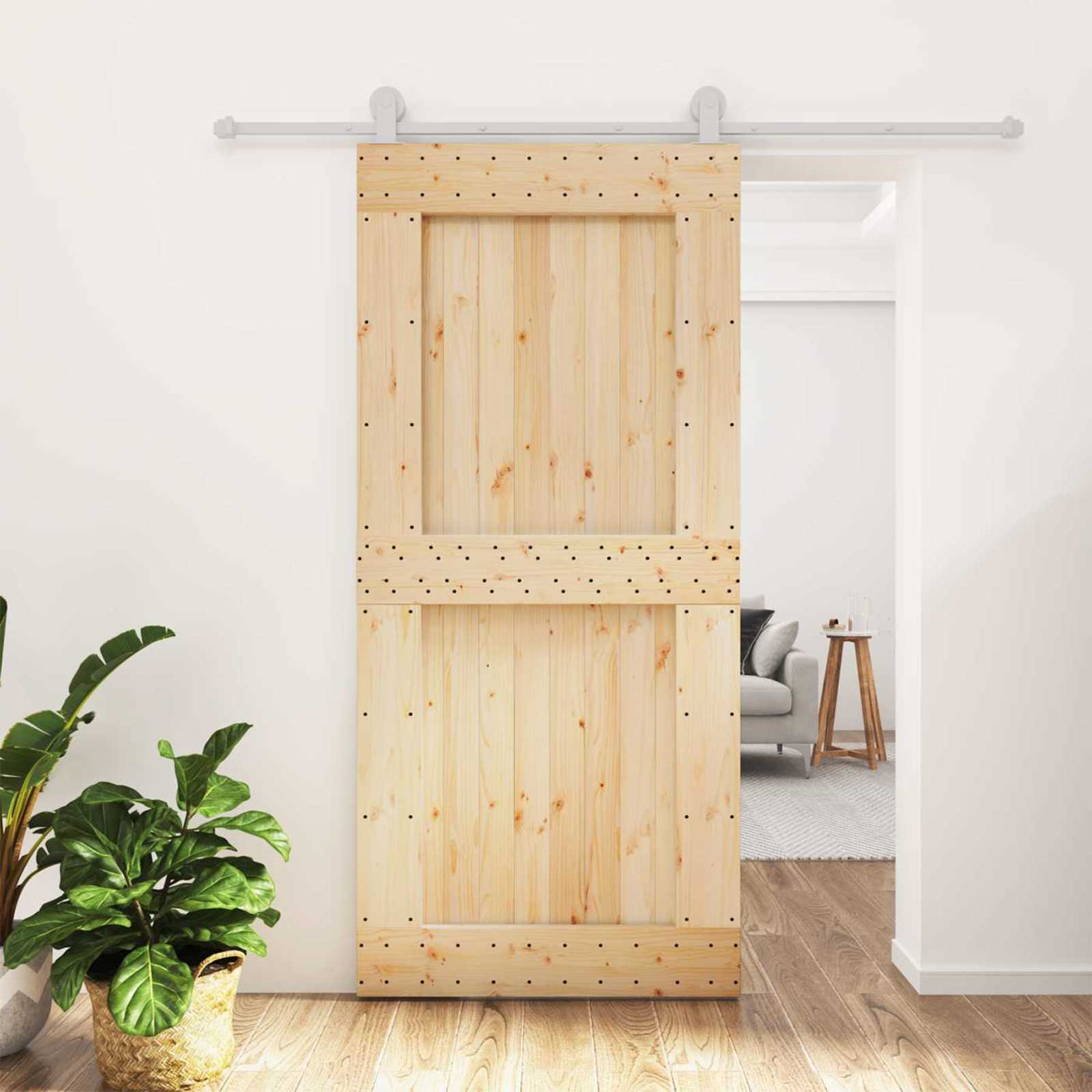 Συρόμενη Πόρτα Φυσικό και Λευκό 95 x 210 cm