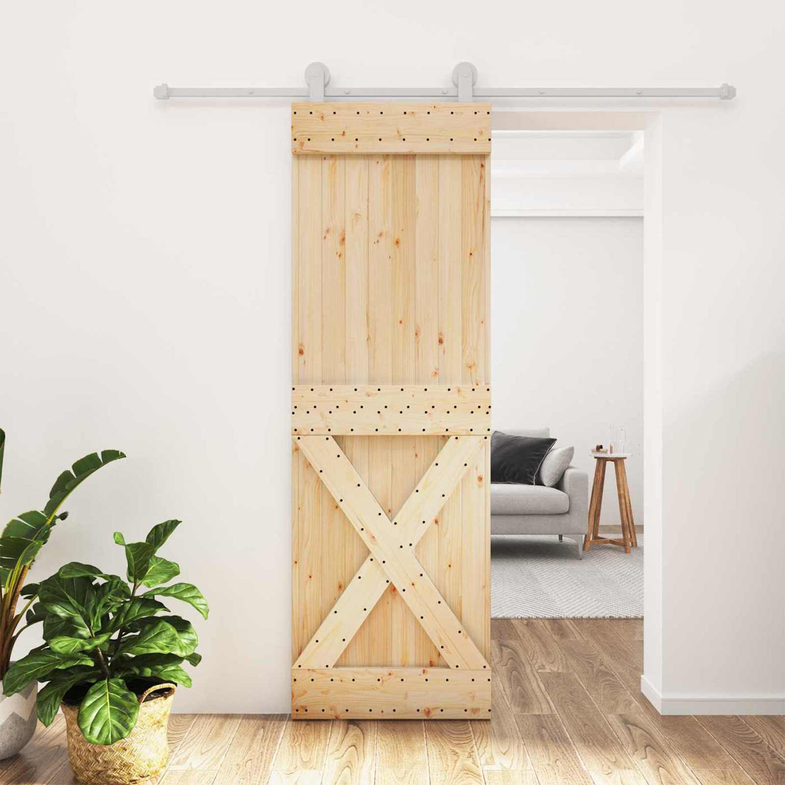 Συρόμενη Πόρτα Φυσικό και Λευκό 70 x 210 cm
