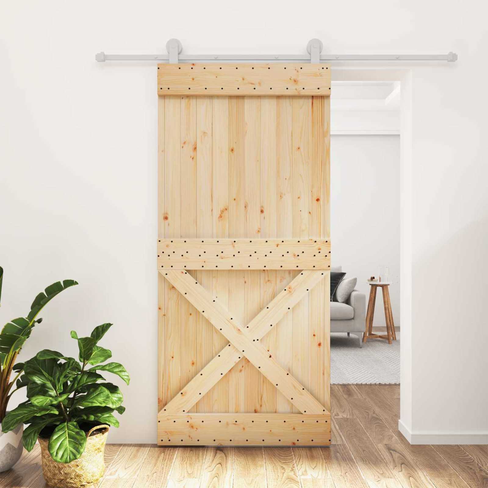 Συρόμενη Πόρτα Φυσικό και Λευκό 95 x 210 cm - Pakobazaar