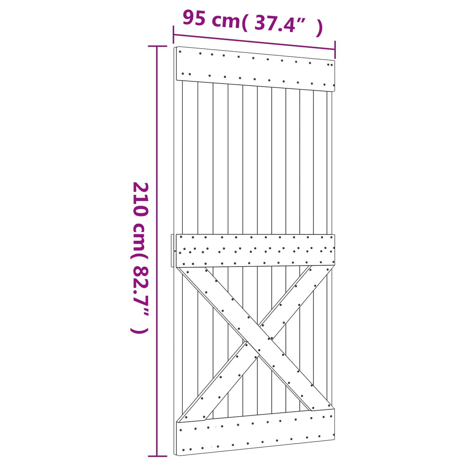 Συρόμενη Πόρτα Φυσικό και Λευκό 95 x 210 cm - Pakobazaar