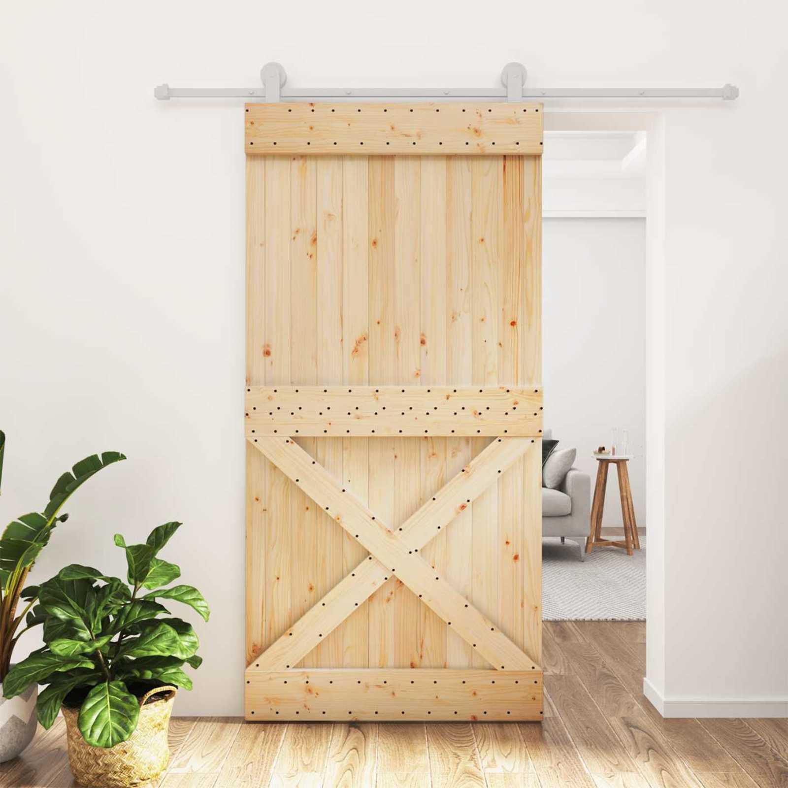Συρόμενη Πόρτα Φυσικό και Λευκό 100 x 210 cm