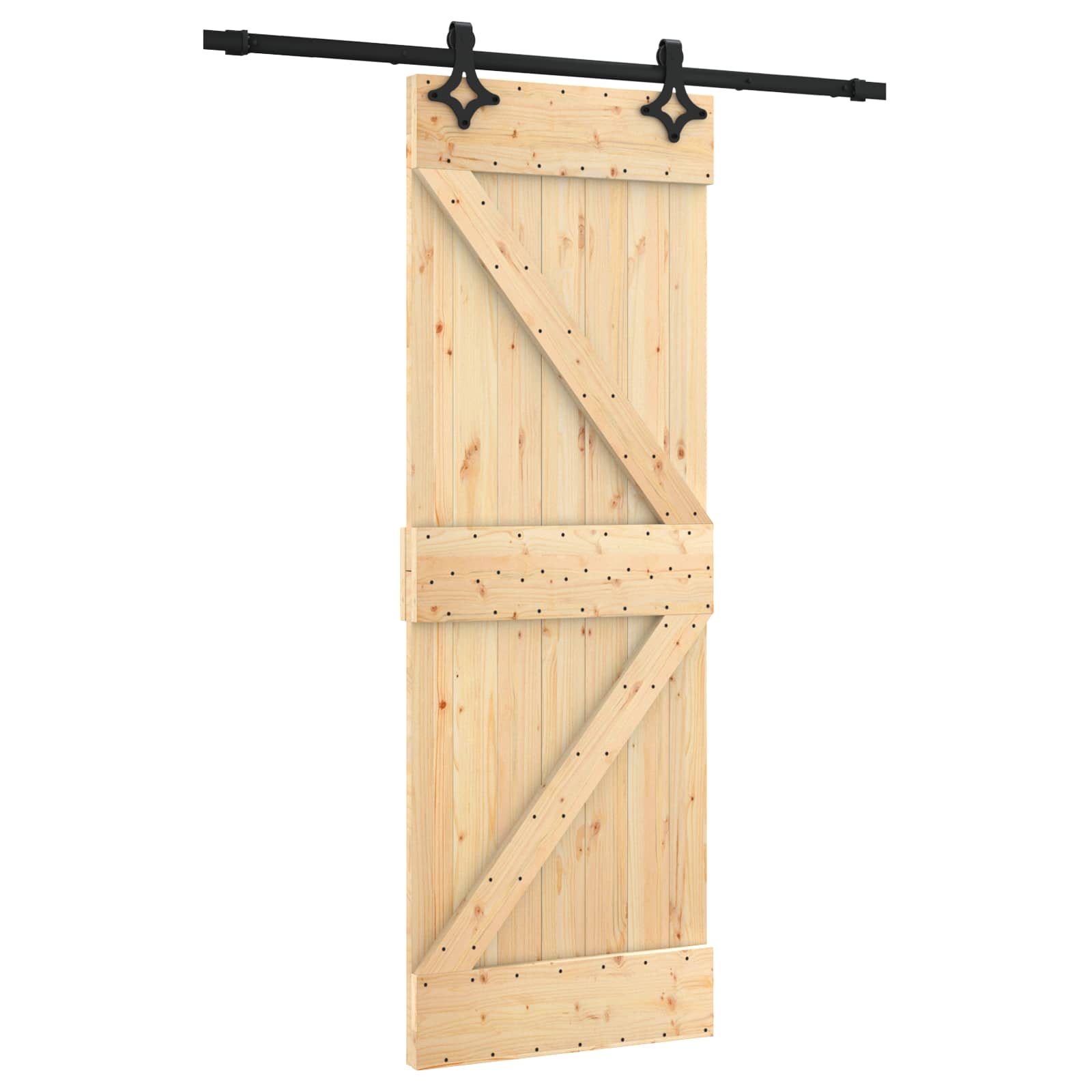 Συρόμενη Πόρτα Φυσικό και Μαύρο 70 x 210 cm - Pakobazaar