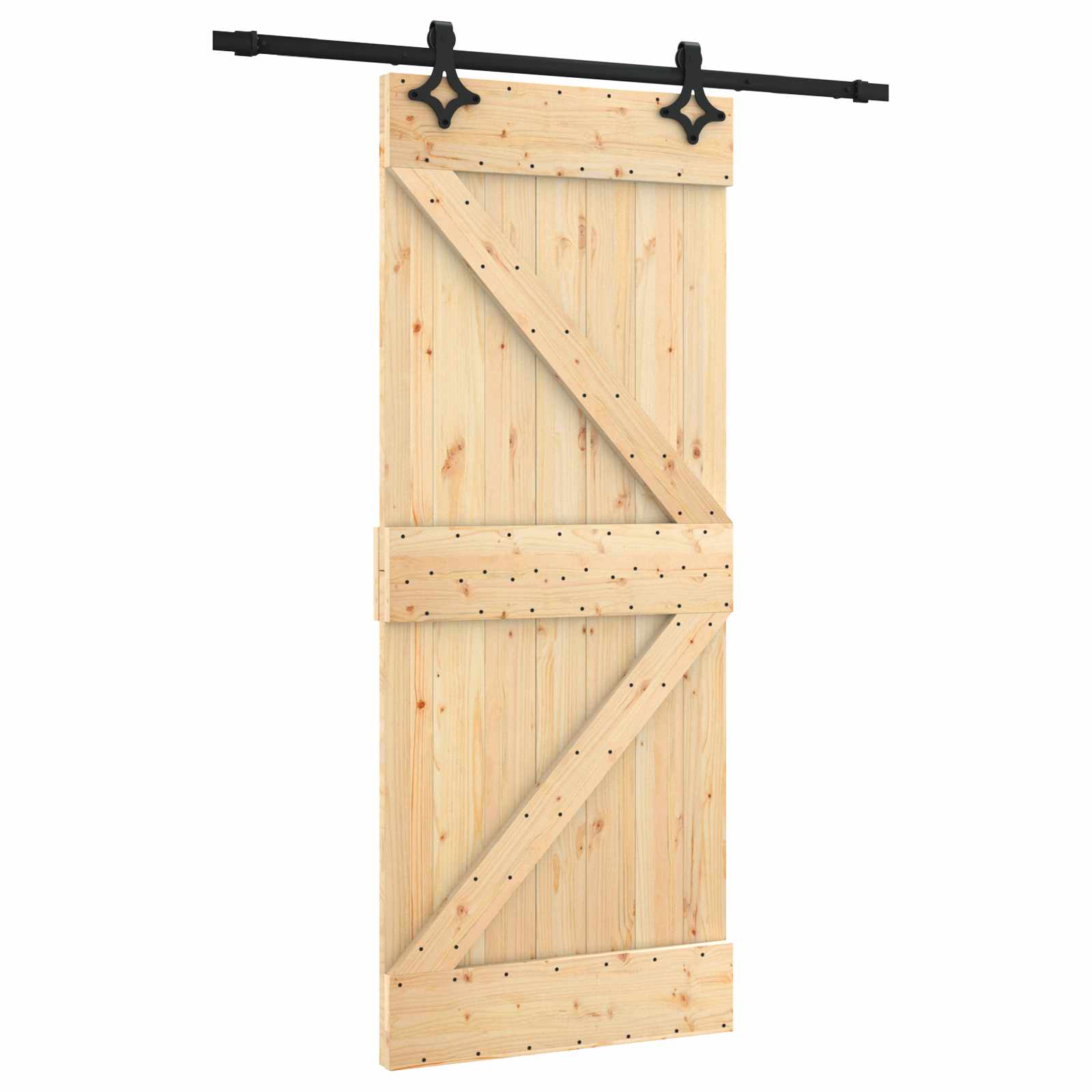 Συρόμενη Πόρτα Φυσικό και Μαύρο 85 x 210 cm - Pakobazaar