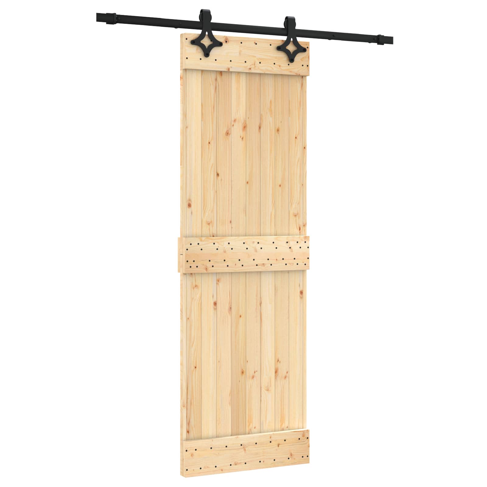 Συρόμενη Πόρτα Φυσικό και Μαύρο 70 x 210 cm - Pakobazaar