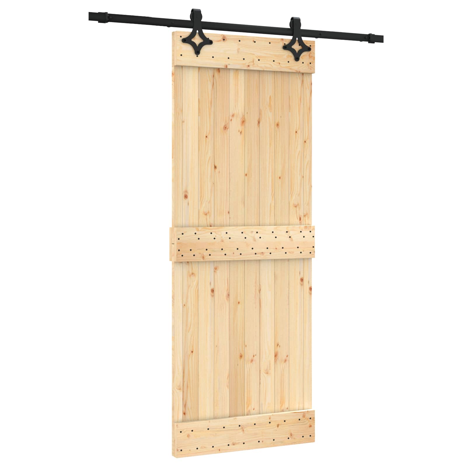 Συρόμενη Πόρτα Φυσικό και Μαύρο 80 x 210 cm - Pakobazaar